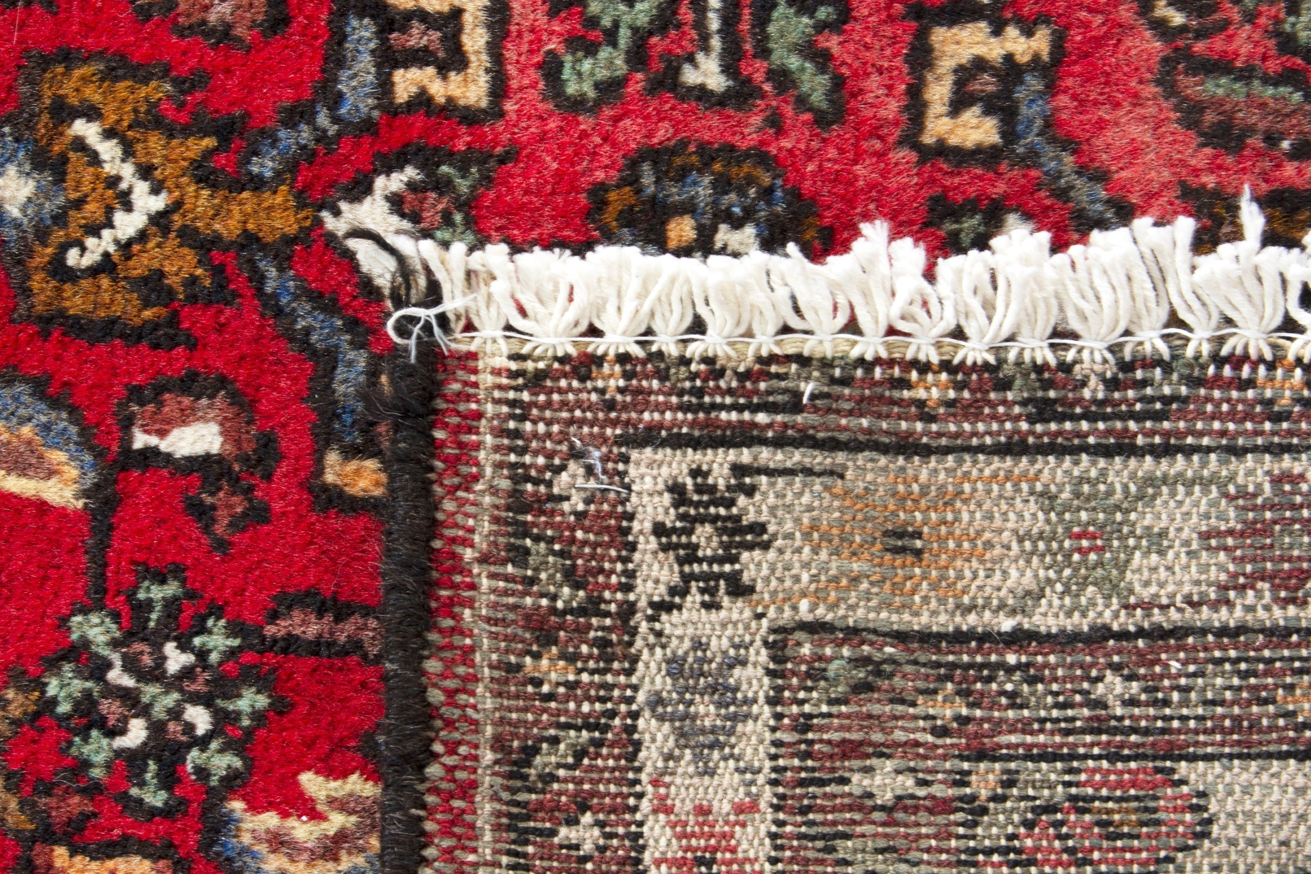 Persian Hamedan runner rug in deep red and cream, view 18 of 18