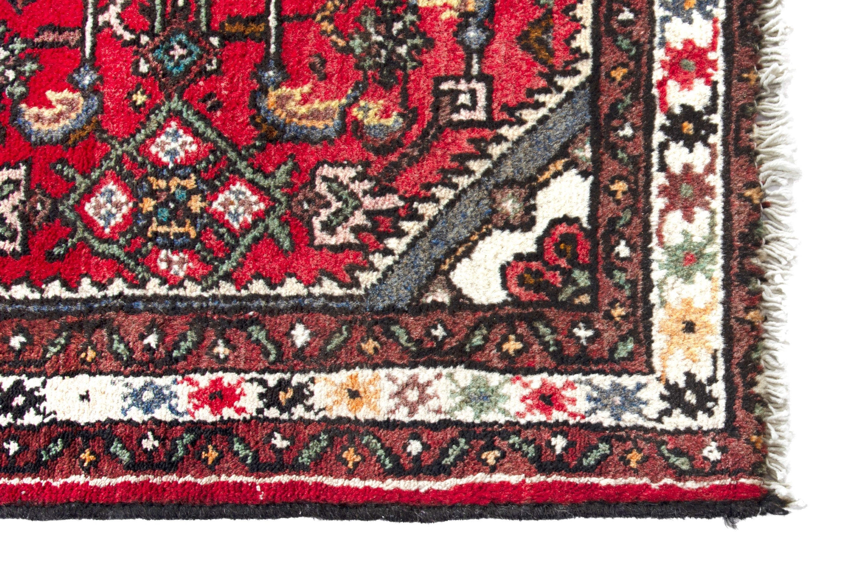 Persian Hamedan runner rug in deep red and cream, view 5 of 18