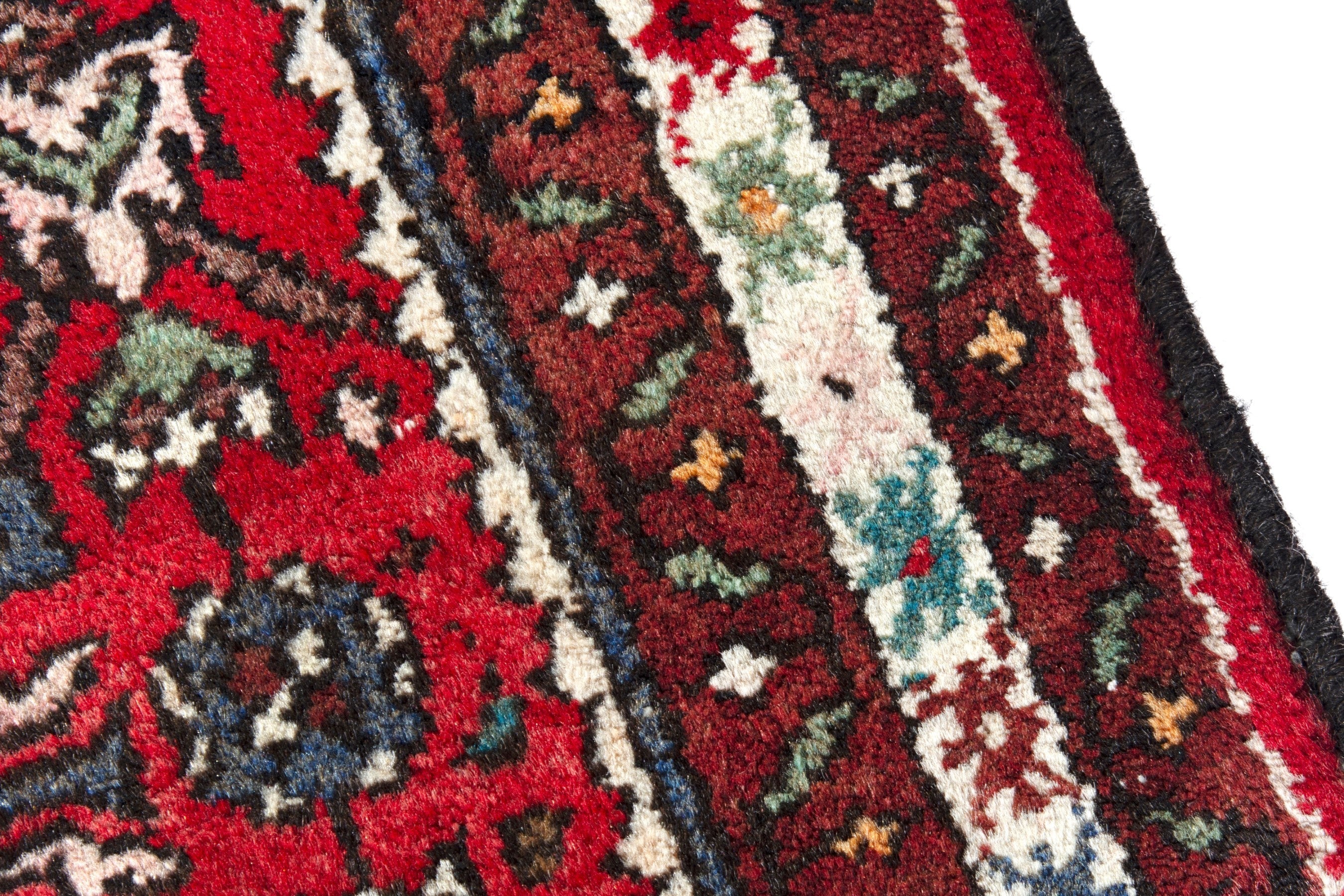 Persian Hamedan runner rug in deep red and cream, view 7 of 18