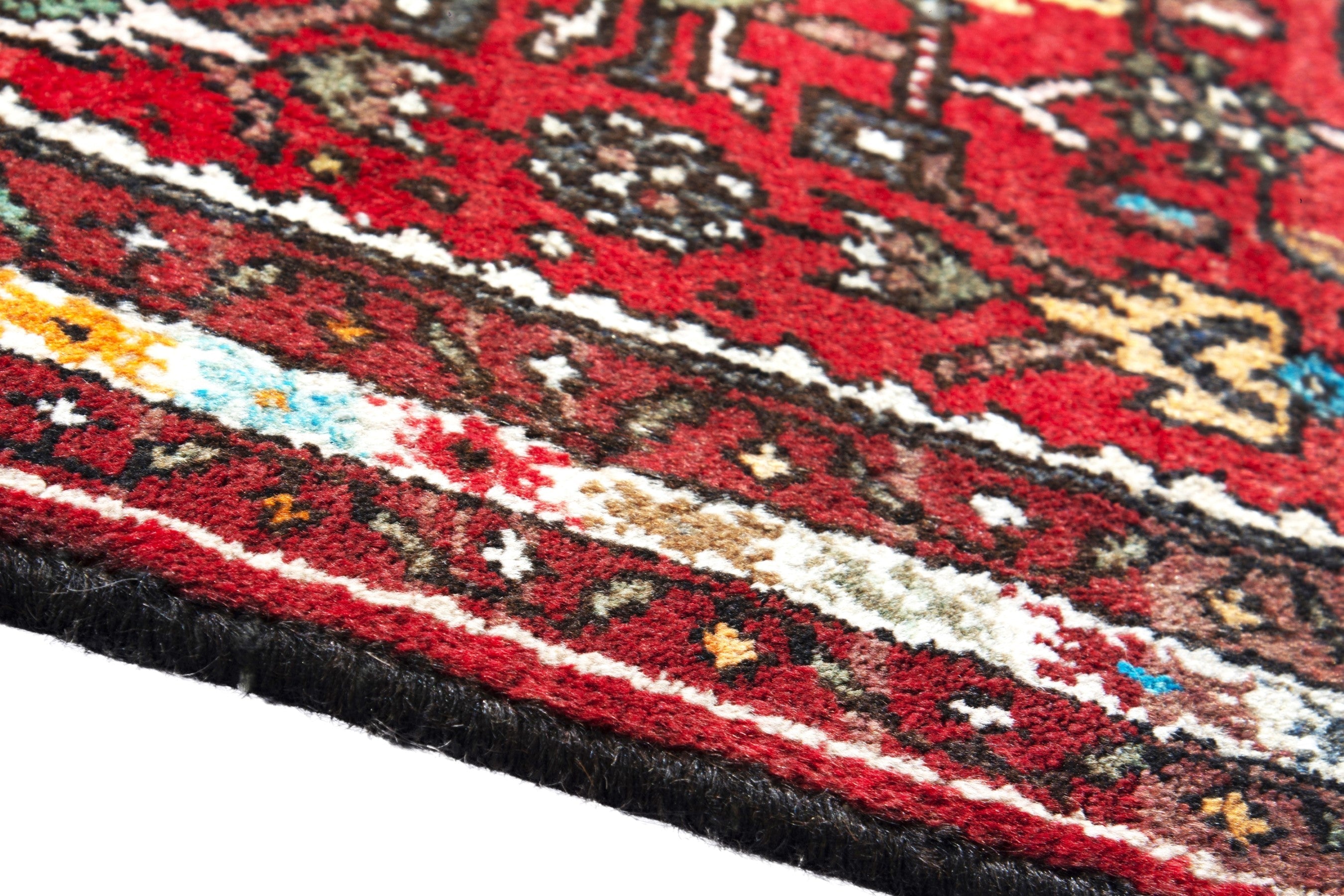 Persian Hamedan runner rug in deep red and cream, view 8 of 18