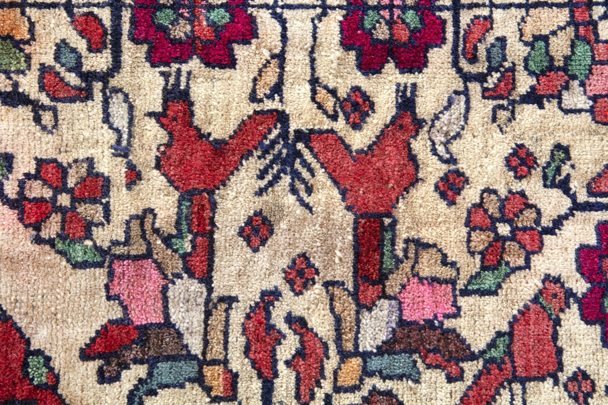 Turkish Anatolian accent rug in cream and faded red, view 4 of 18