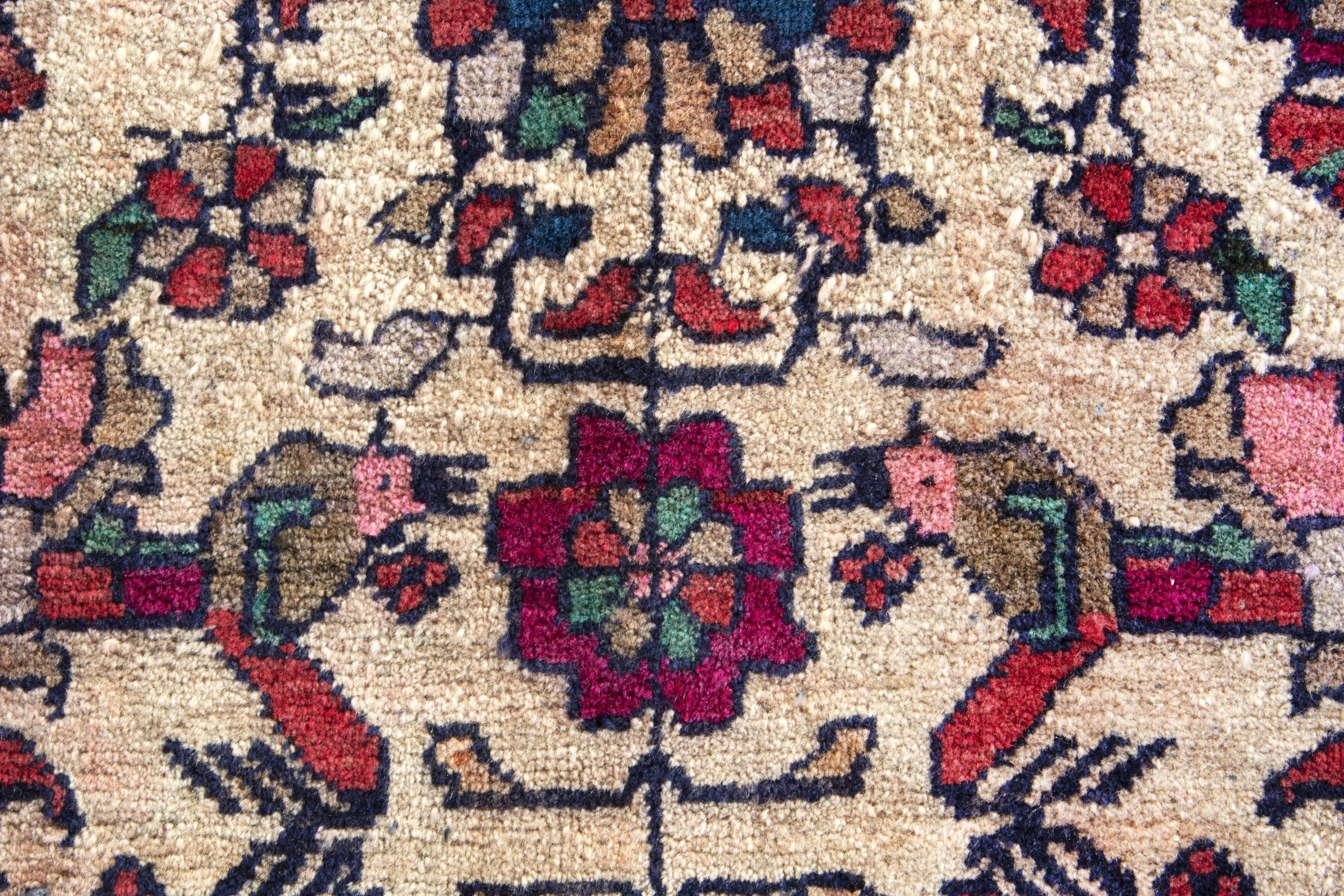 Turkish Anatolian accent rug in cream and faded red, view 13 of 17