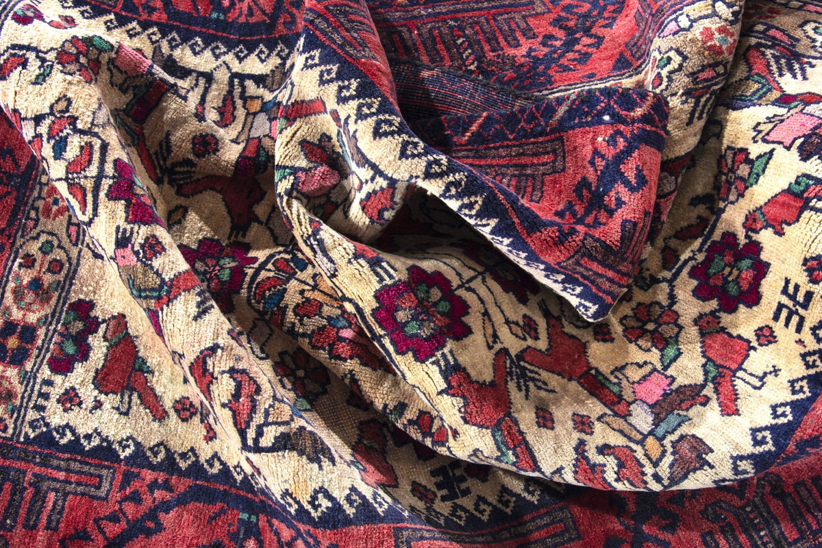Turkish Anatolian accent rug in cream and faded red, view 7 of 18