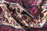 Turkish Anatolian accent rug in cream and faded red, view 7 of 18