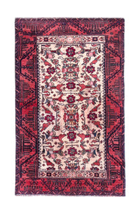 Turkish Anatolian accent rug in cream and faded red, view 2 of 18