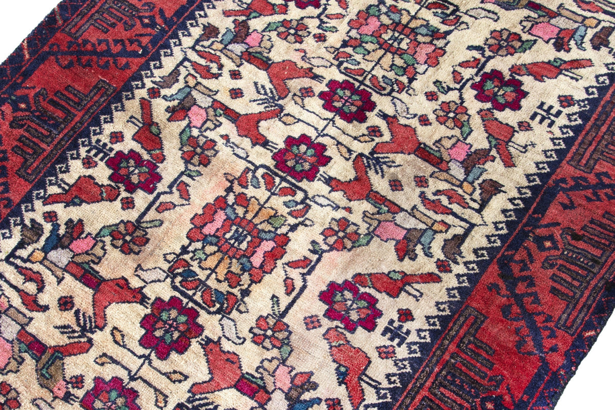Turkish Anatolian accent rug in cream and faded red, view 13 of 18