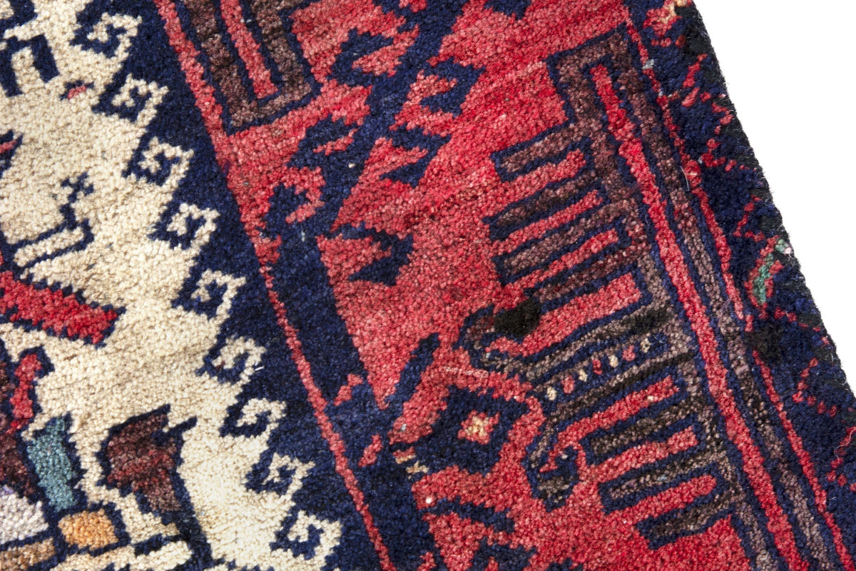Turkish Anatolian accent rug in cream and faded red, view 16 of 18