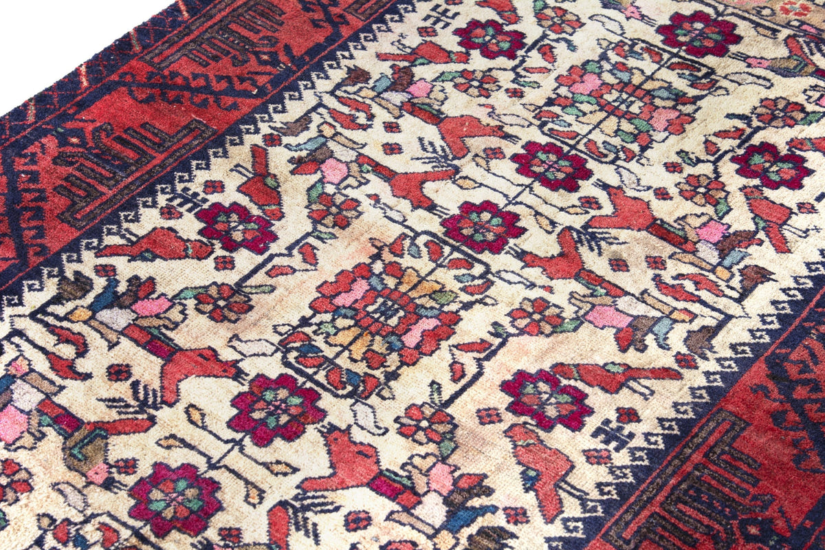 Turkish Anatolian accent rug in cream and faded red, view 18 of 18