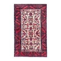 Turkish Anatolian accent rug in cream and faded red, 2'7" x 4'2"