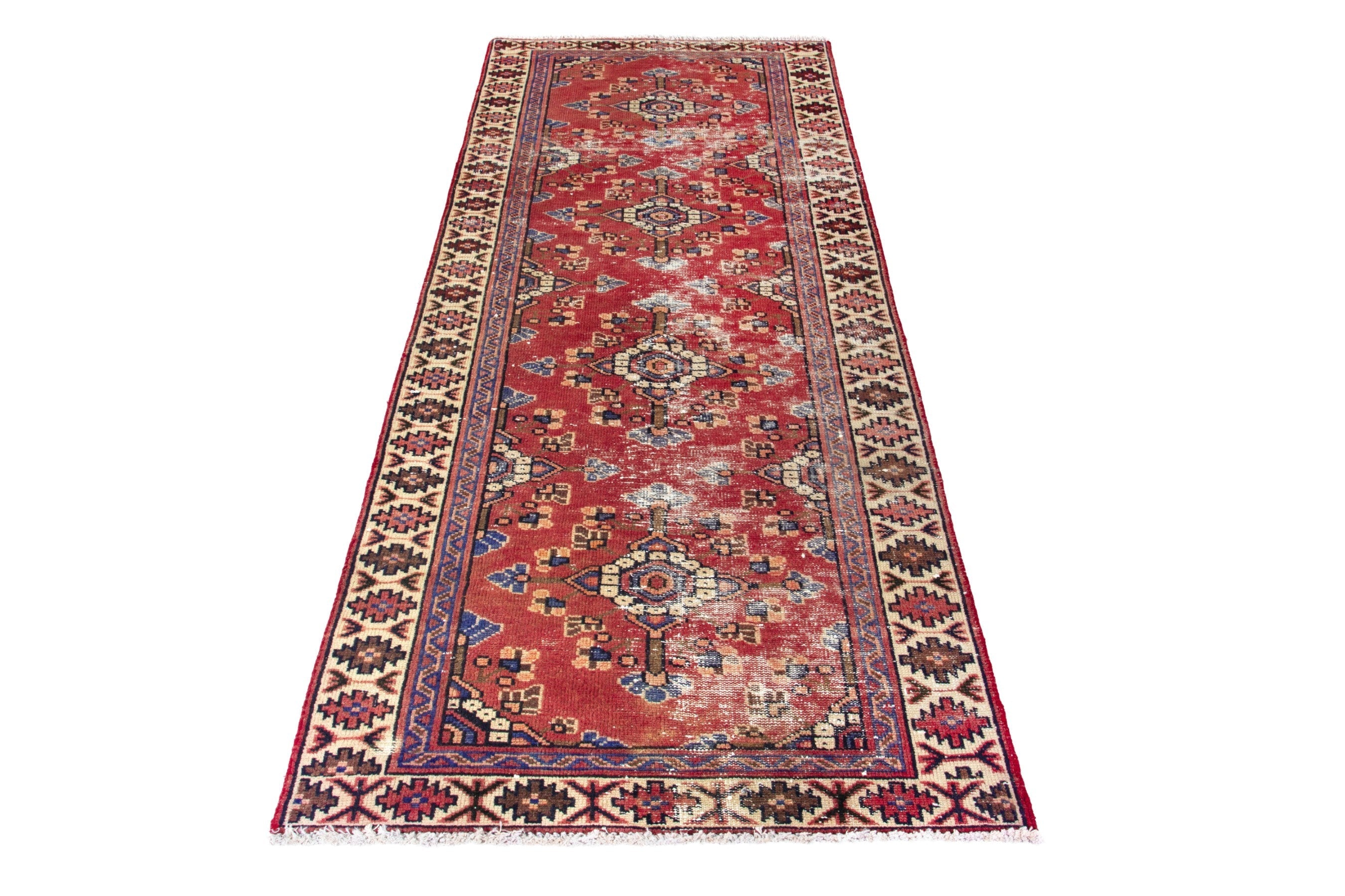 Persian Mahal runner rug in faded red and cream, view 2 of 18