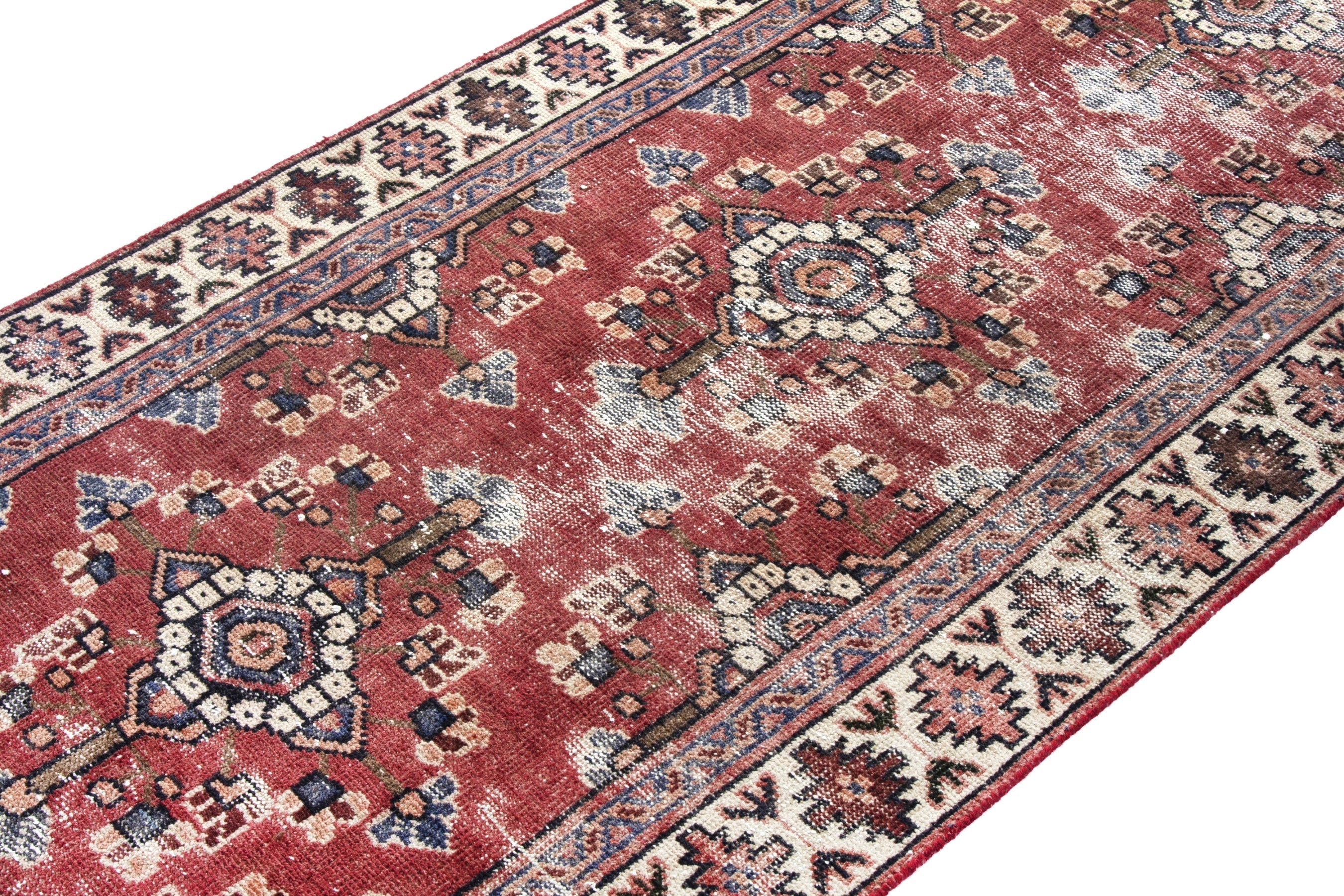 Persian Mahal runner rug in faded red and cream, view 6 of 18