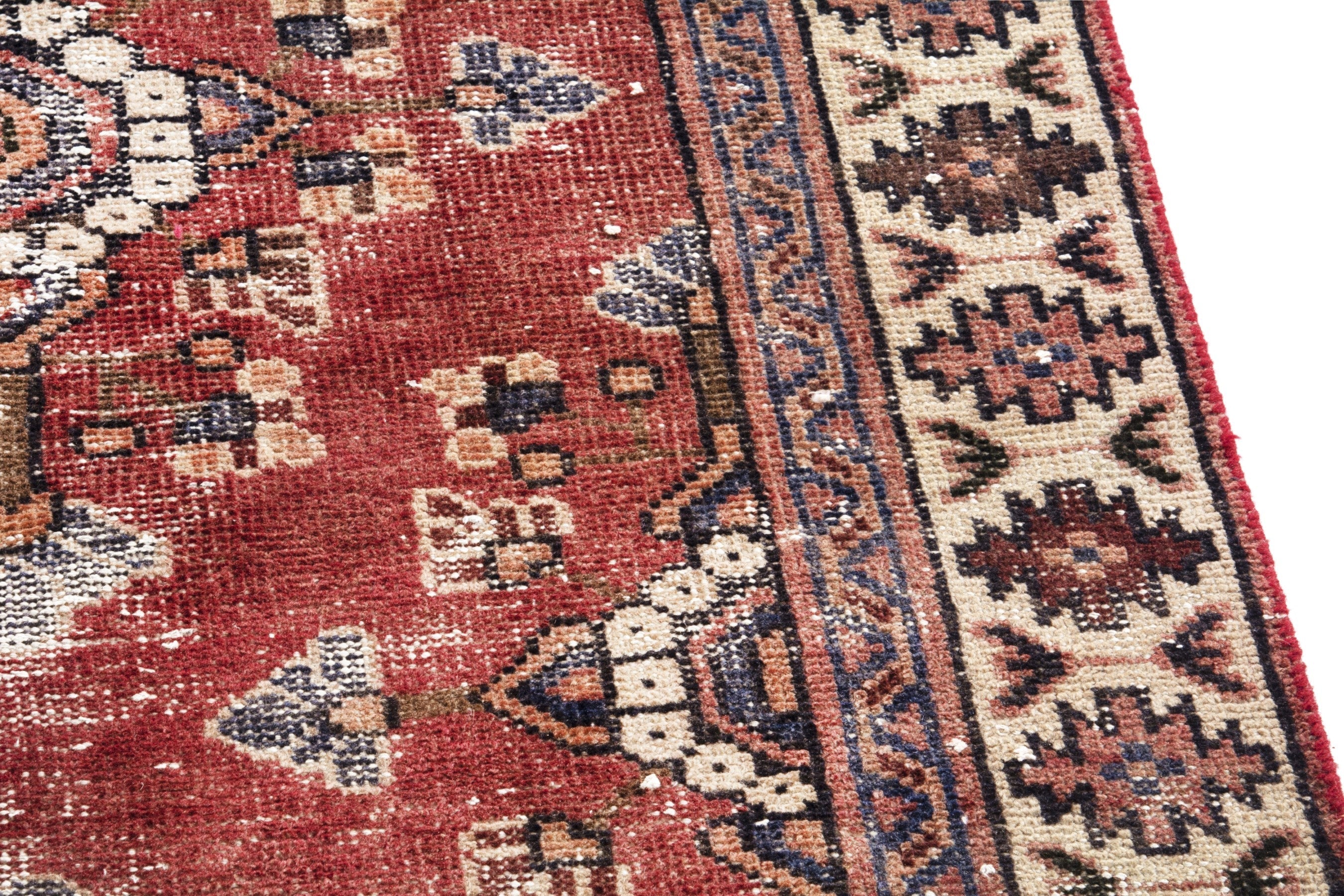 Persian Mahal runner rug in faded red and cream, view 7 of 18