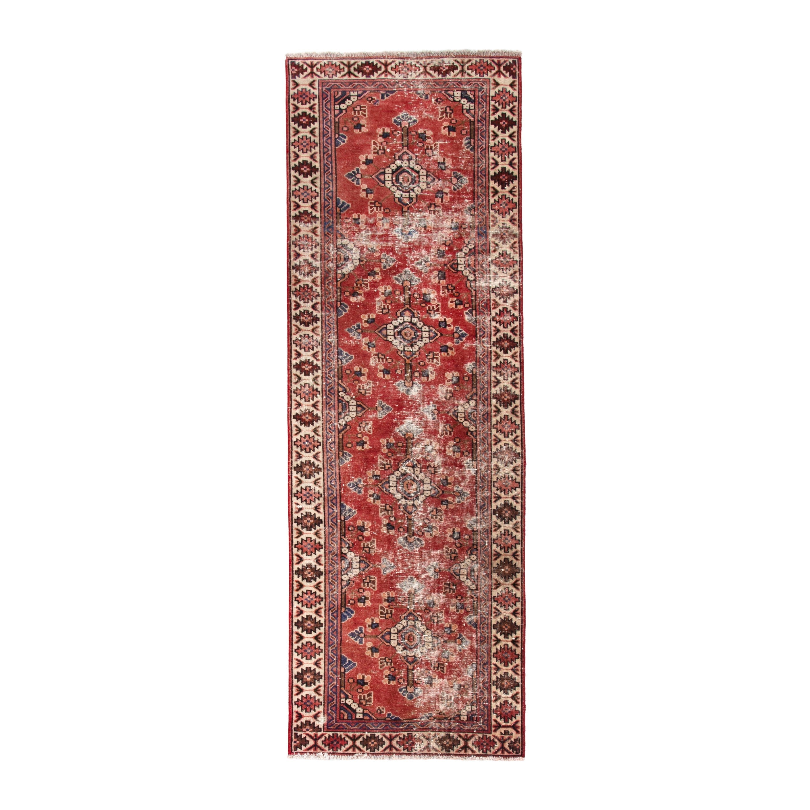 Persian Mahal runner rug in faded red and cream, 3'3" x 9'8"