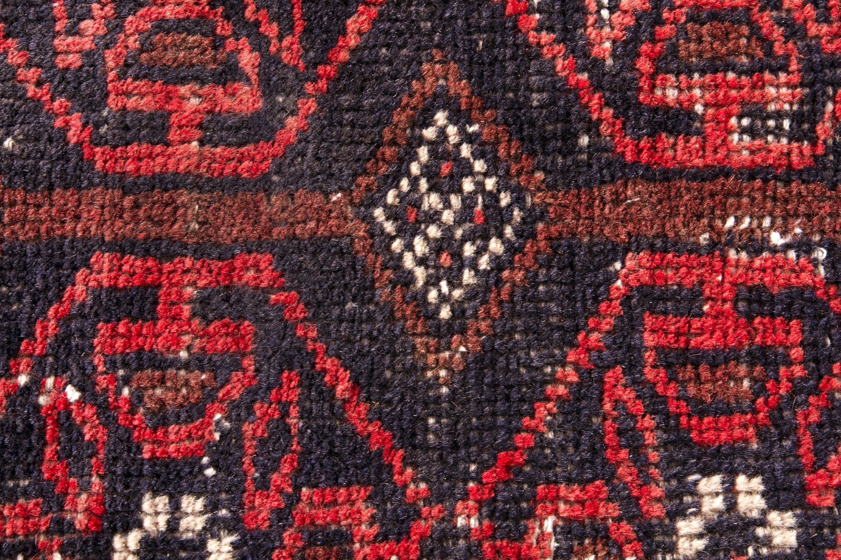 Persian Baluch area rug in deep red and burgundy, view 11 of 17