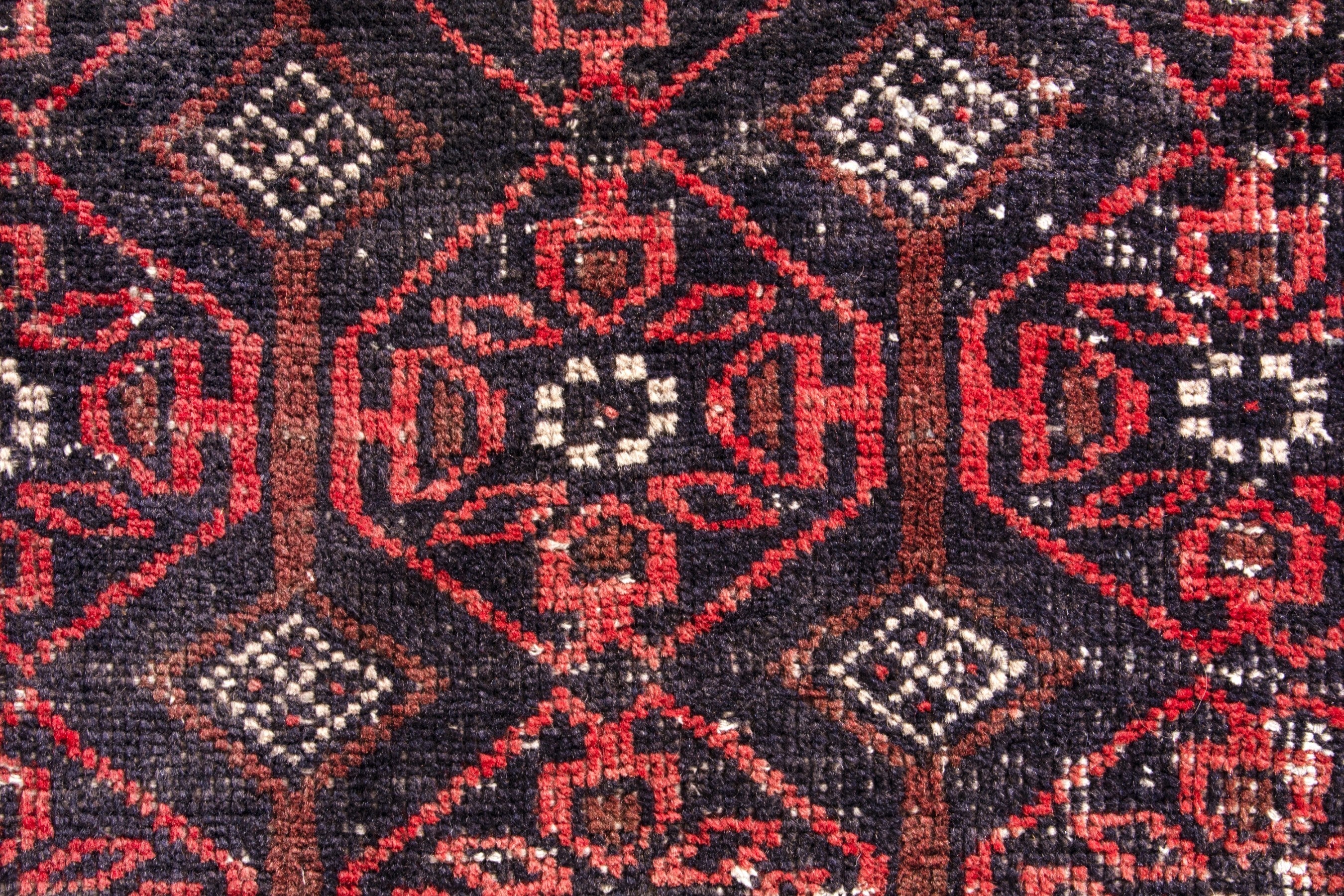 Persian Baluch area rug in deep red and burgundy, view 12 of 17
