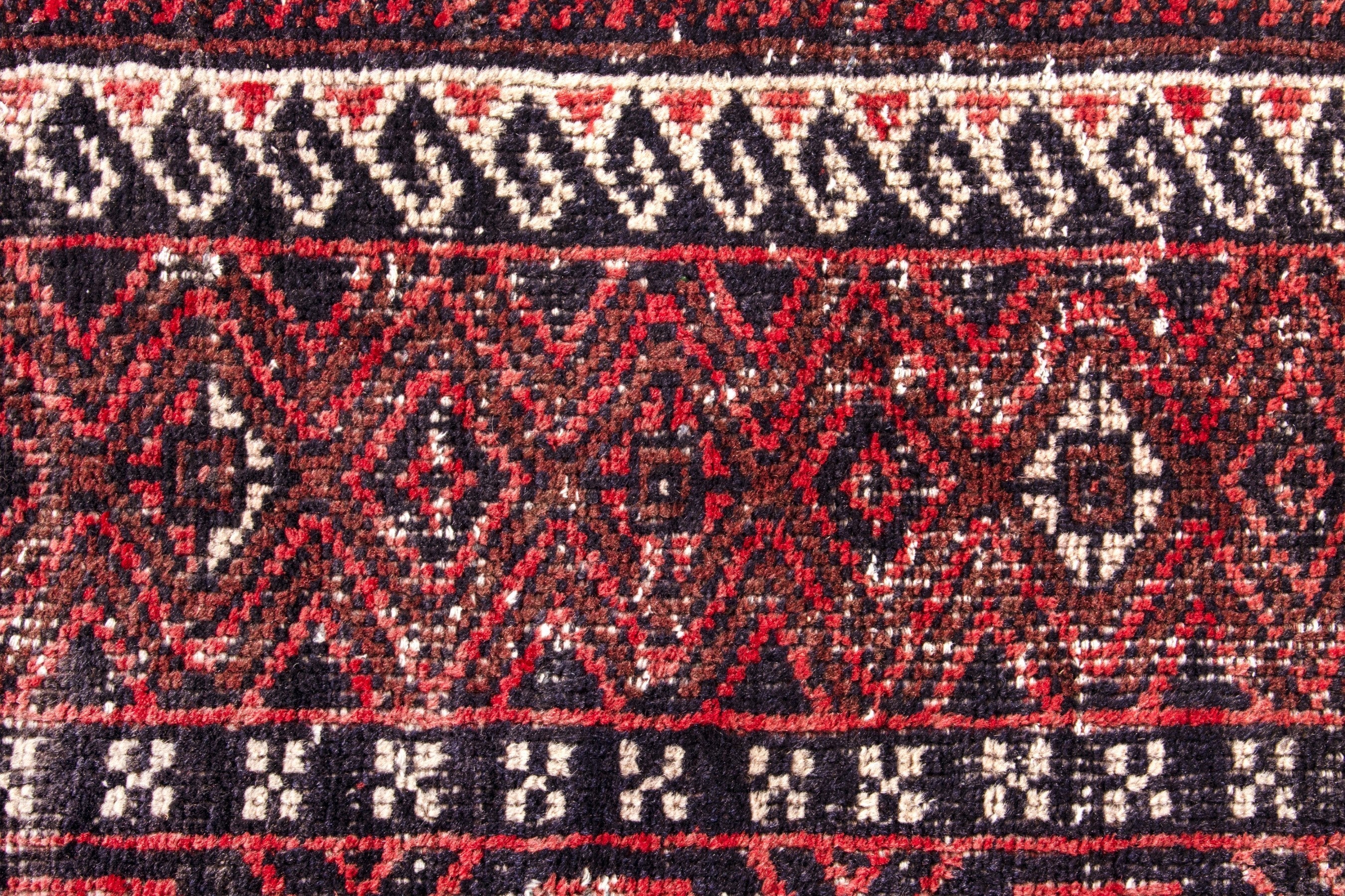 Persian Baluch area rug in deep red and burgundy, view 13 of 17