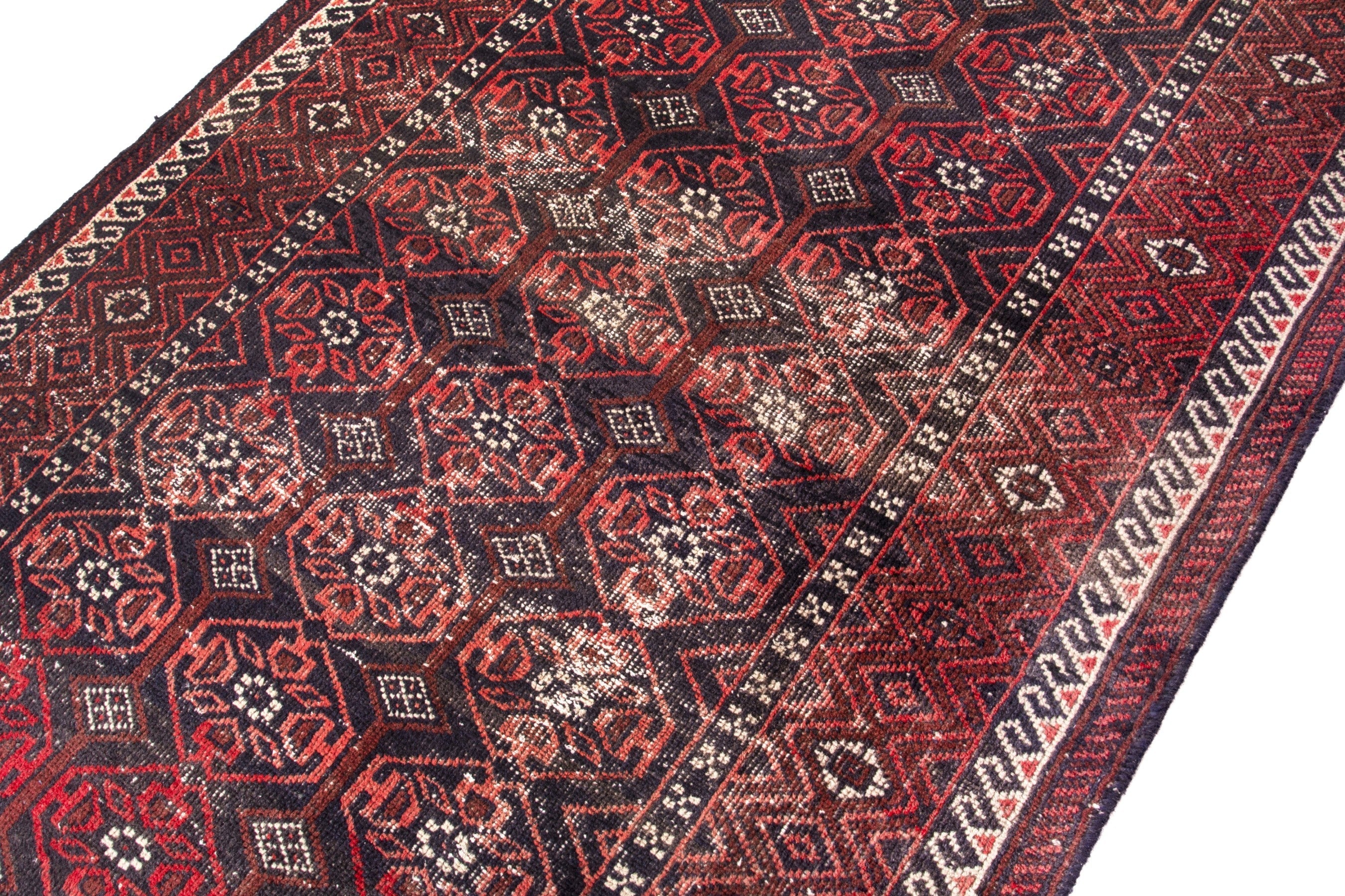 Persian Baluch area rug in deep red and burgundy, view 6 of 17