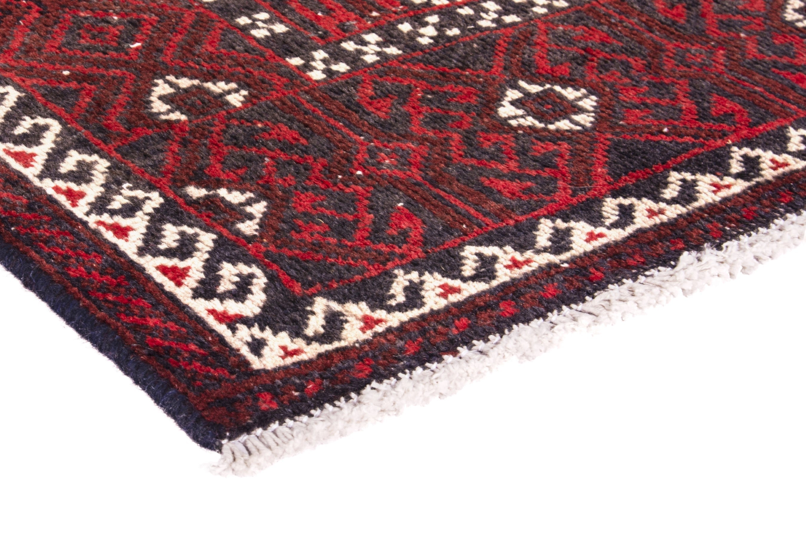 Persian Baluch area rug in deep red and burgundy, view 4 of 17