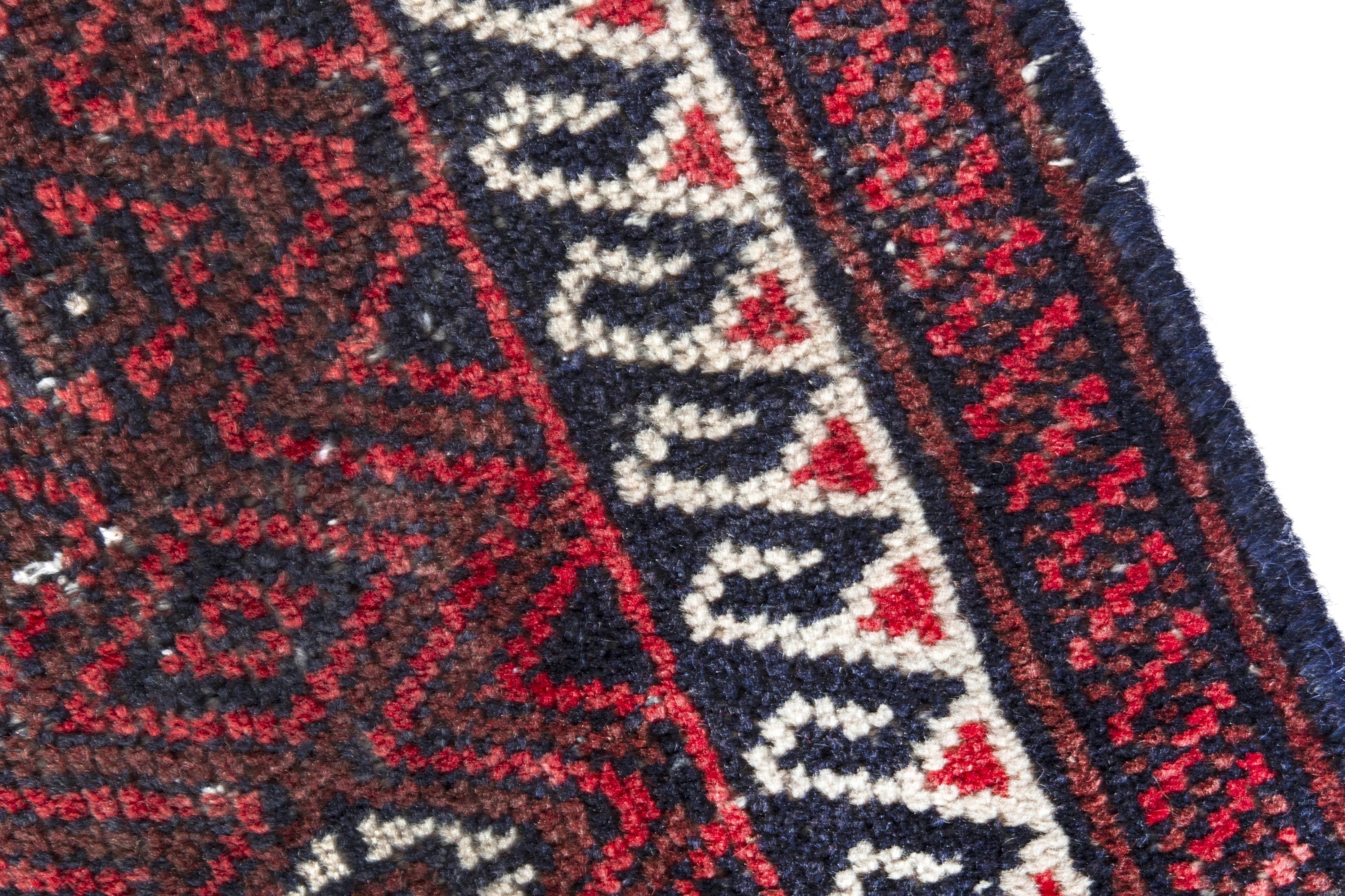 Persian Baluch area rug in deep red and burgundy, view 7 of 17