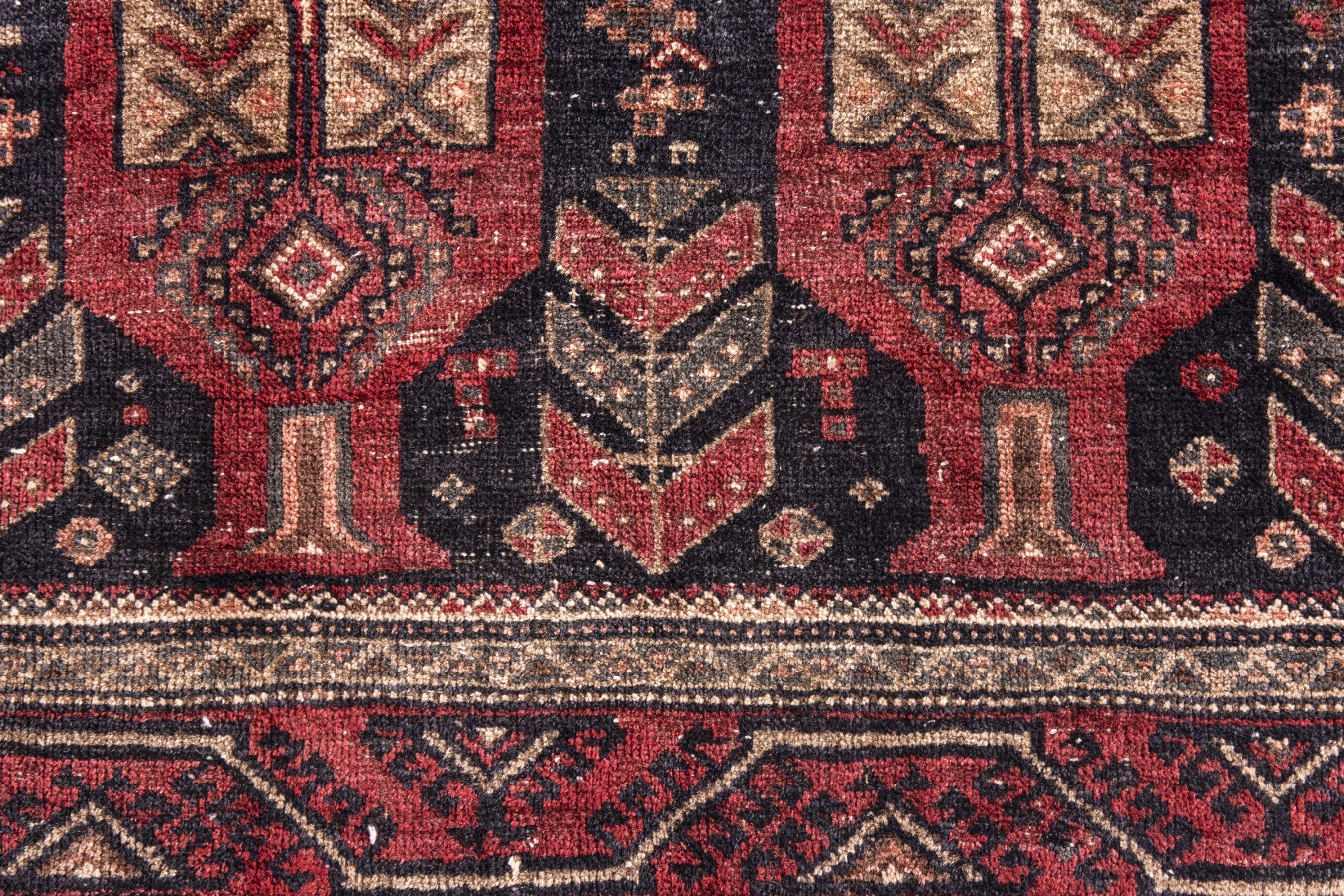 Persian Baluch area rug in deep red and burgundy, view 11 of 17