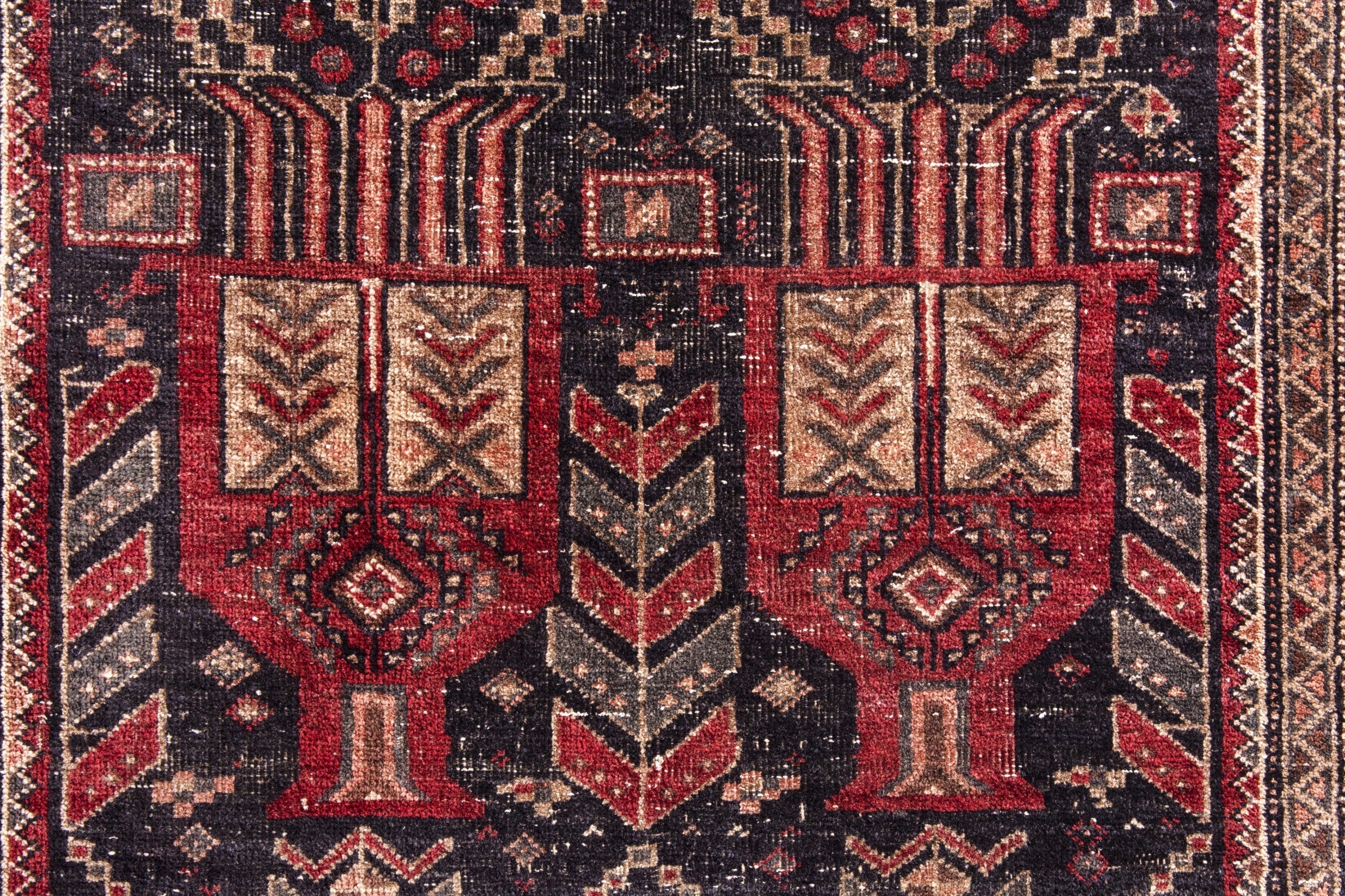Persian Baluch area rug in deep red and burgundy, view 12 of 17