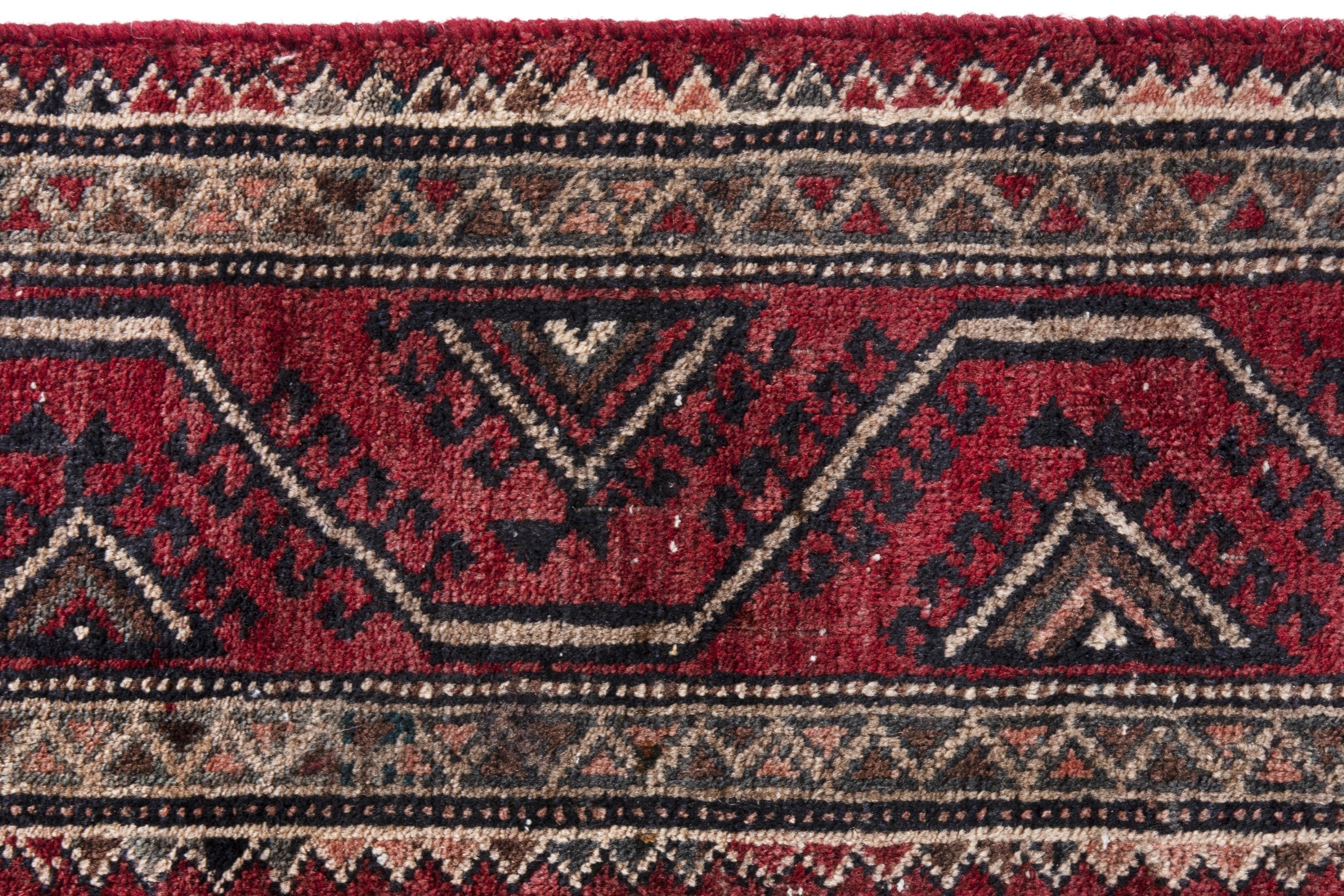 Persian Baluch area rug in deep red and burgundy, view 13 of 17