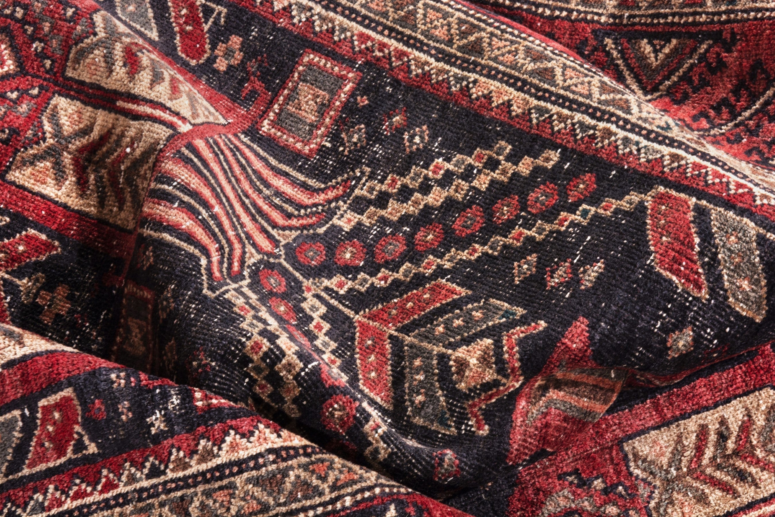 Persian Baluch area rug in deep red and burgundy, view 15 of 17