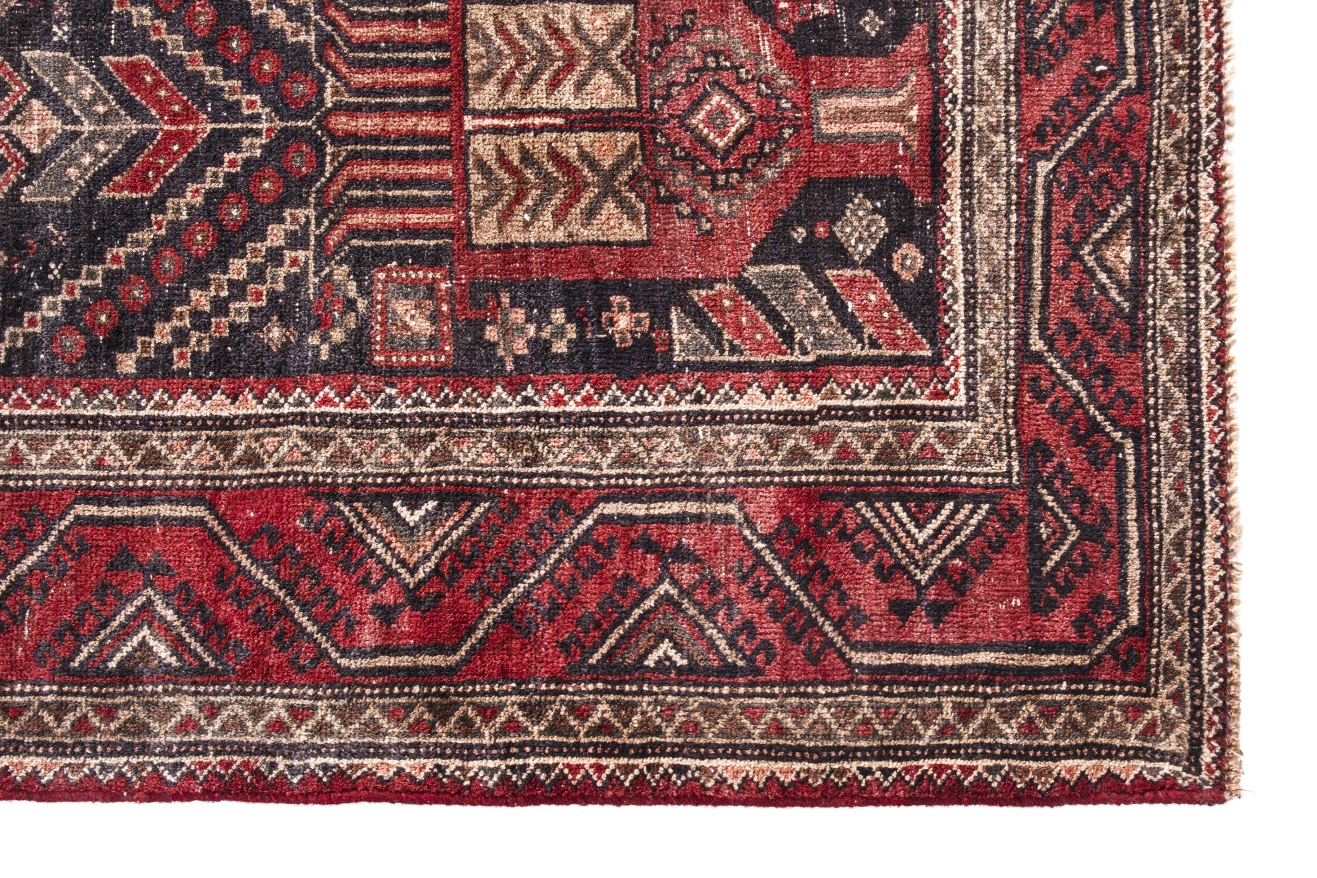 Persian Baluch area rug in deep red and burgundy, view 5 of 17