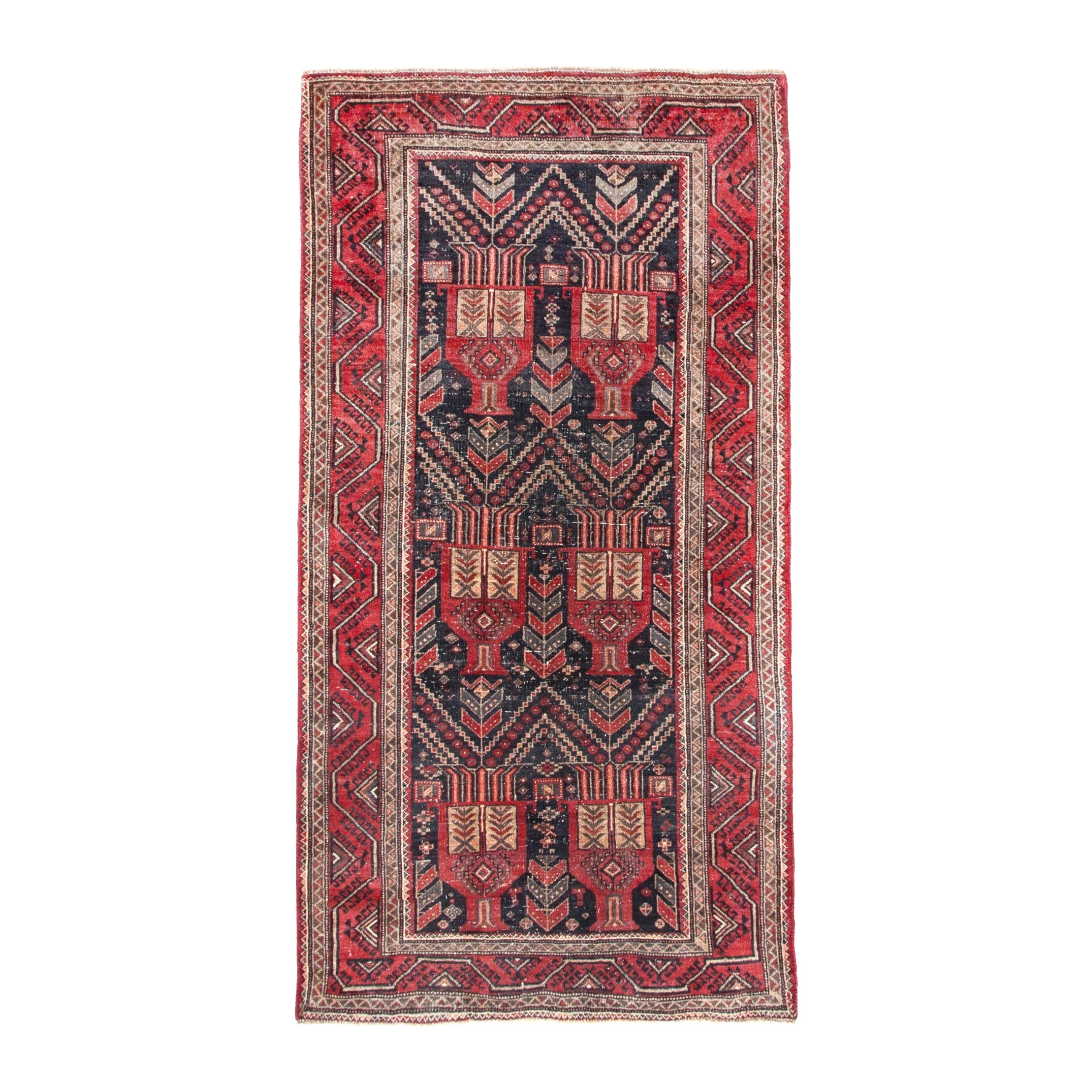 Persian Baluch area rug in deep red and burgundy, 3'7" x 6'9"