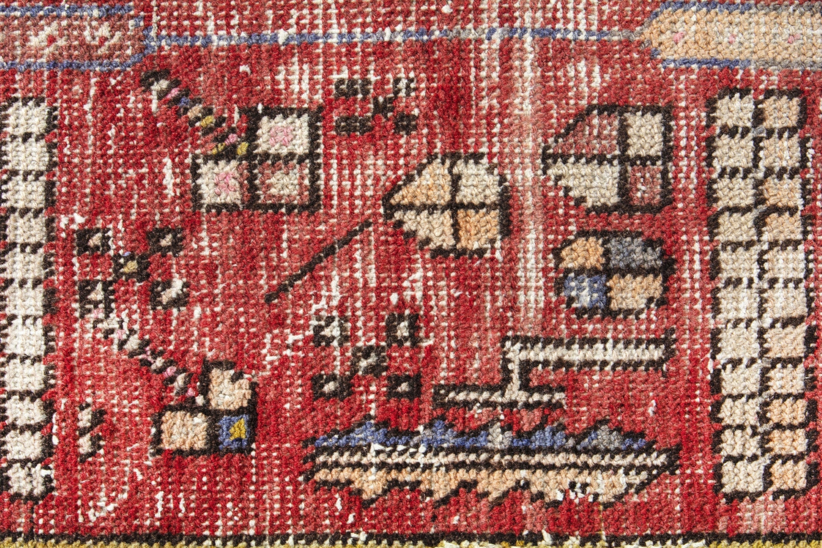 Persian Azerbaijan runner rug in faded red and slate blue, view 12 of 18