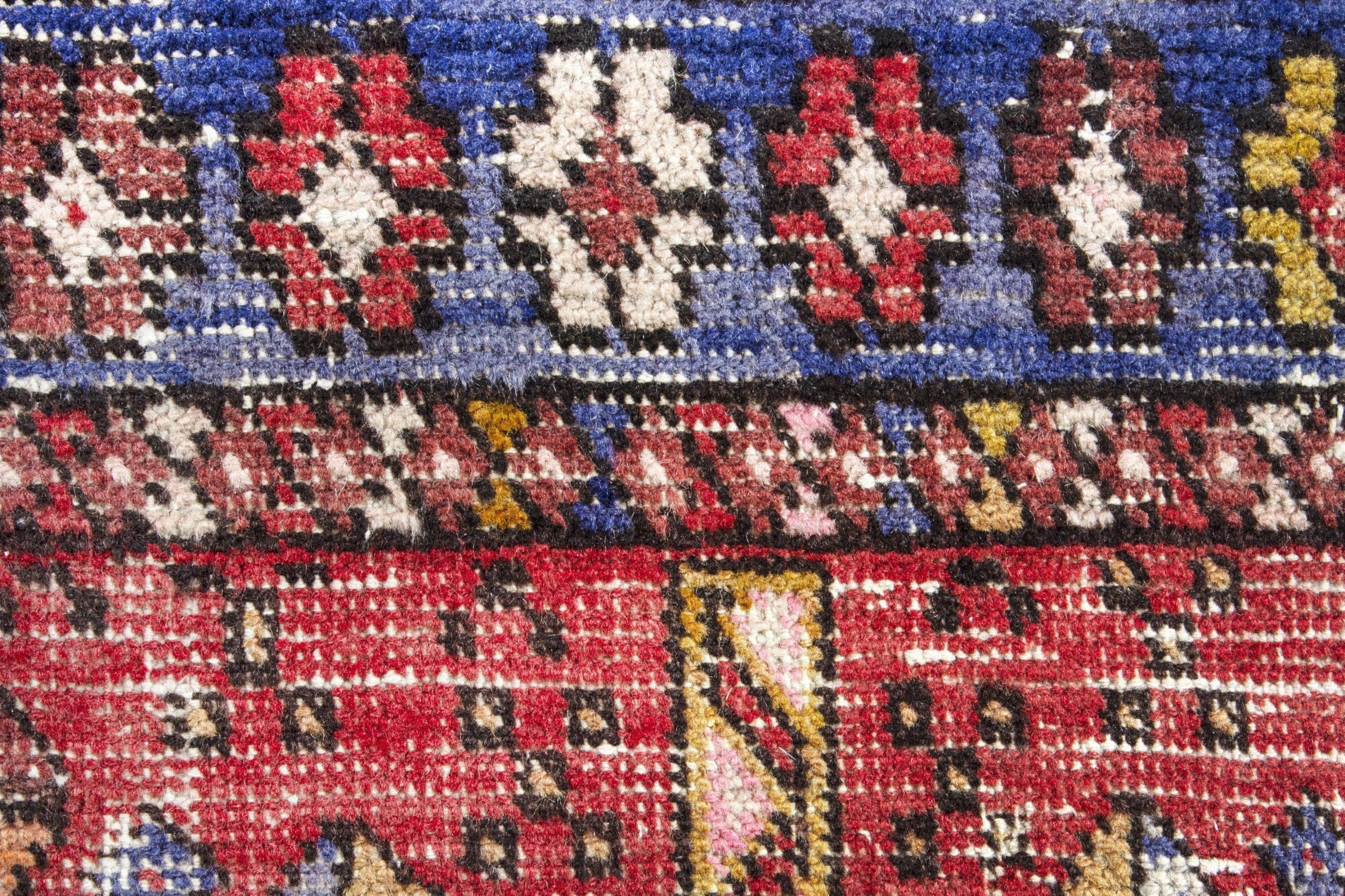 Persian Azerbaijan runner rug in faded red and slate blue, view 13 of 18