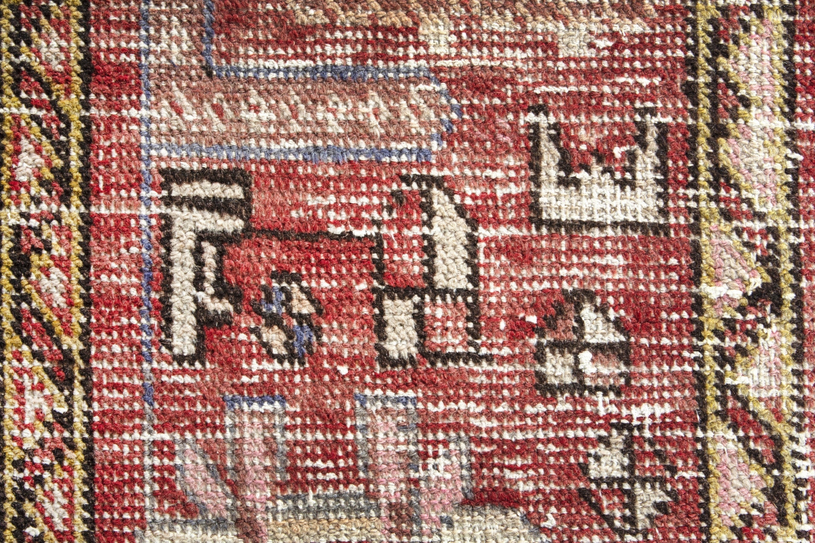 Persian Azerbaijan runner rug in faded red and slate blue, view 14 of 18