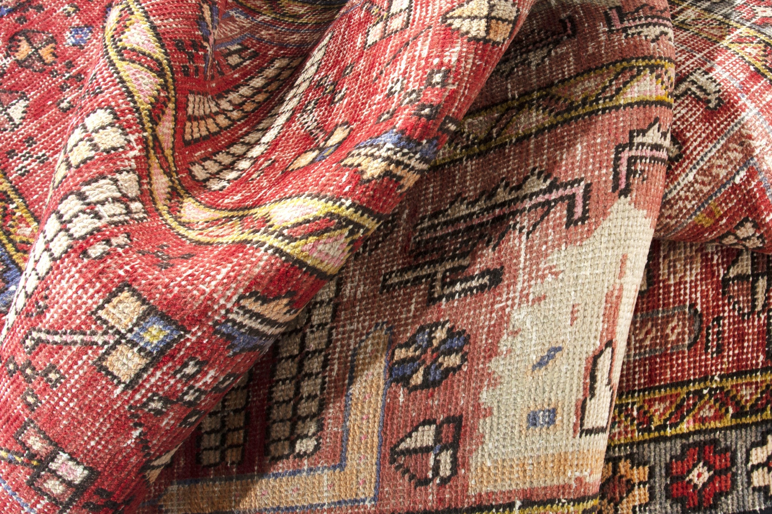 Persian Azerbaijan runner rug in faded red and slate blue, view 15 of 18