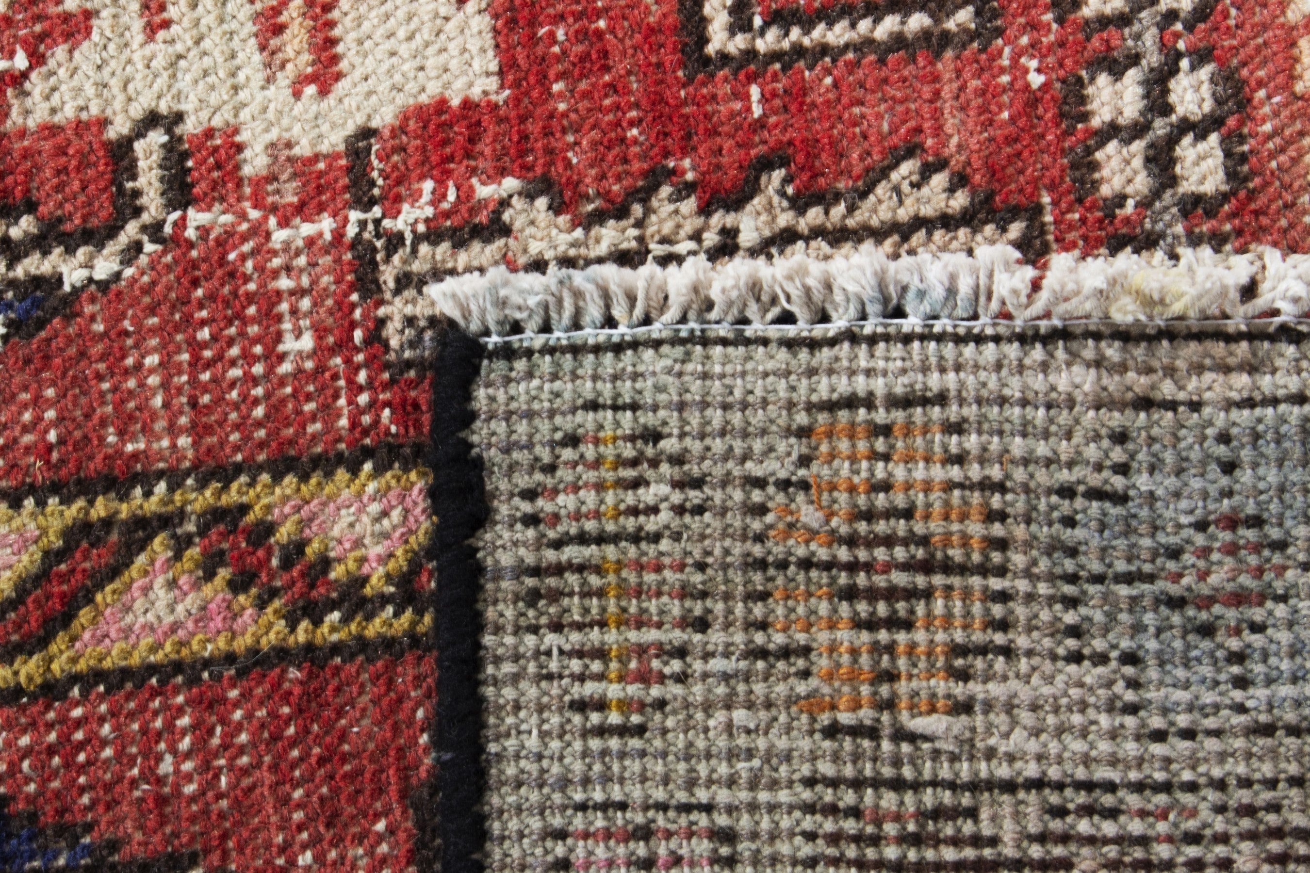 Persian Azerbaijan runner rug in faded red and slate blue, view 18 of 18