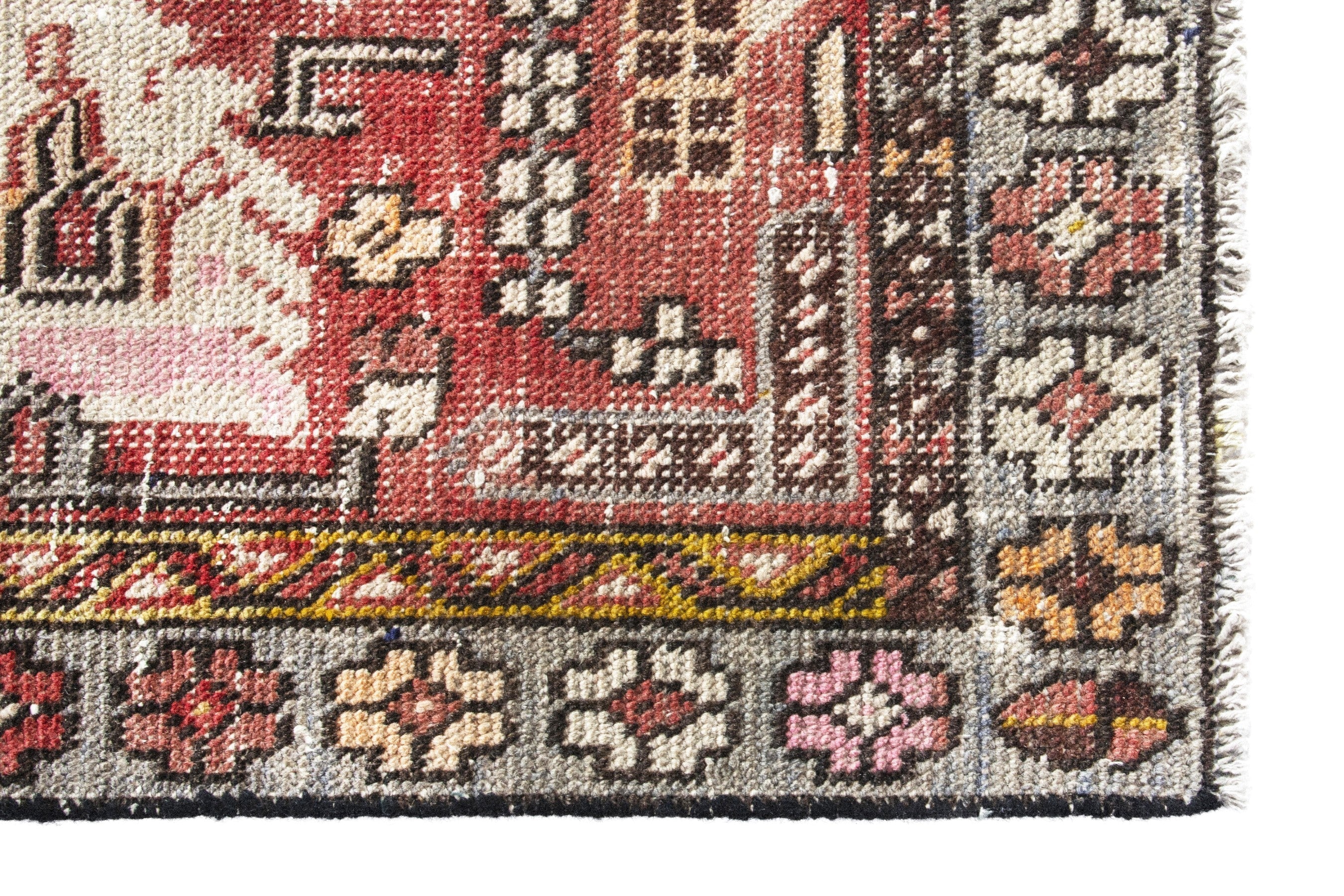 Persian Azerbaijan runner rug in faded red and slate blue, view 5 of 18