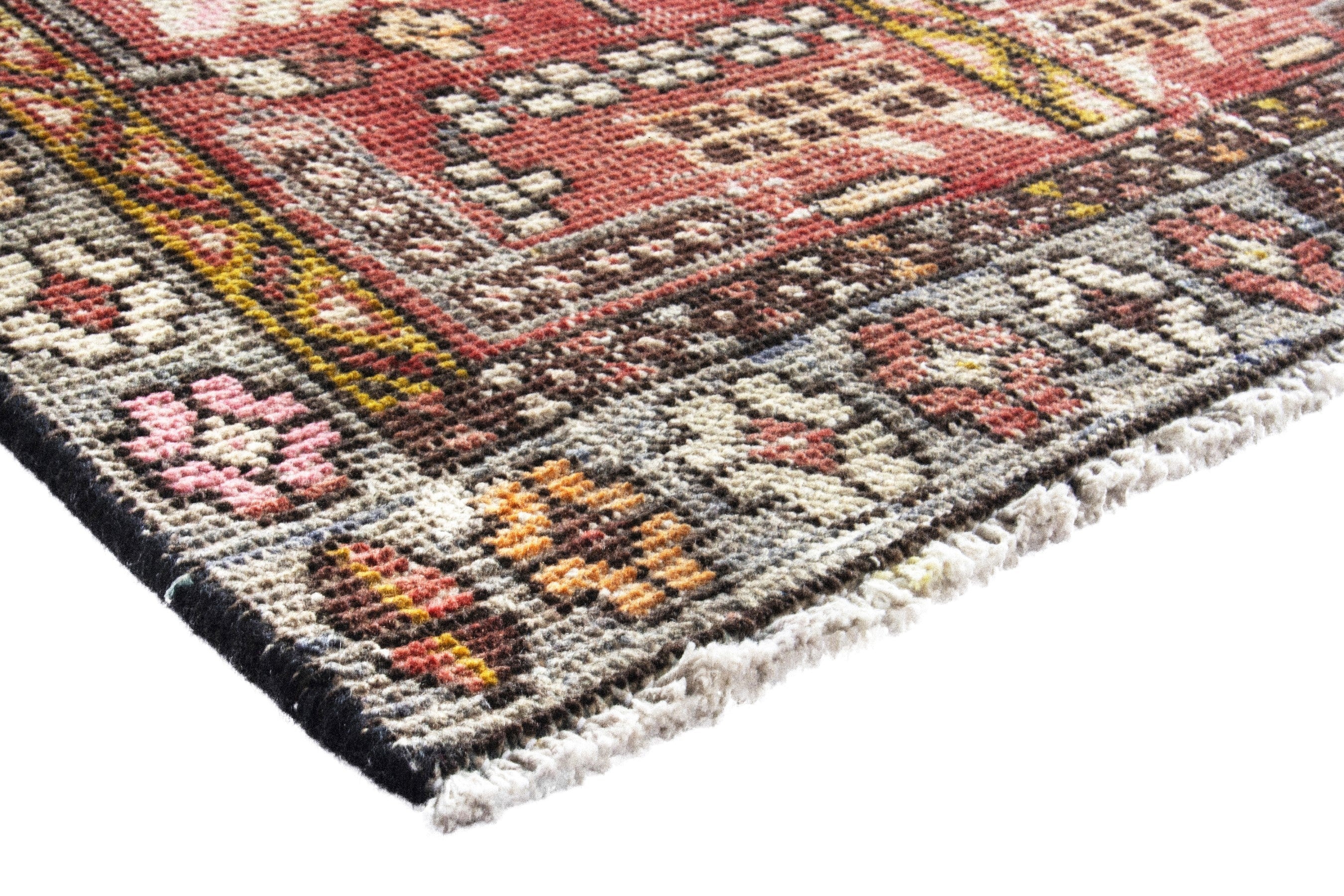 Persian Azerbaijan runner rug in faded red and slate blue, view 4 of 18