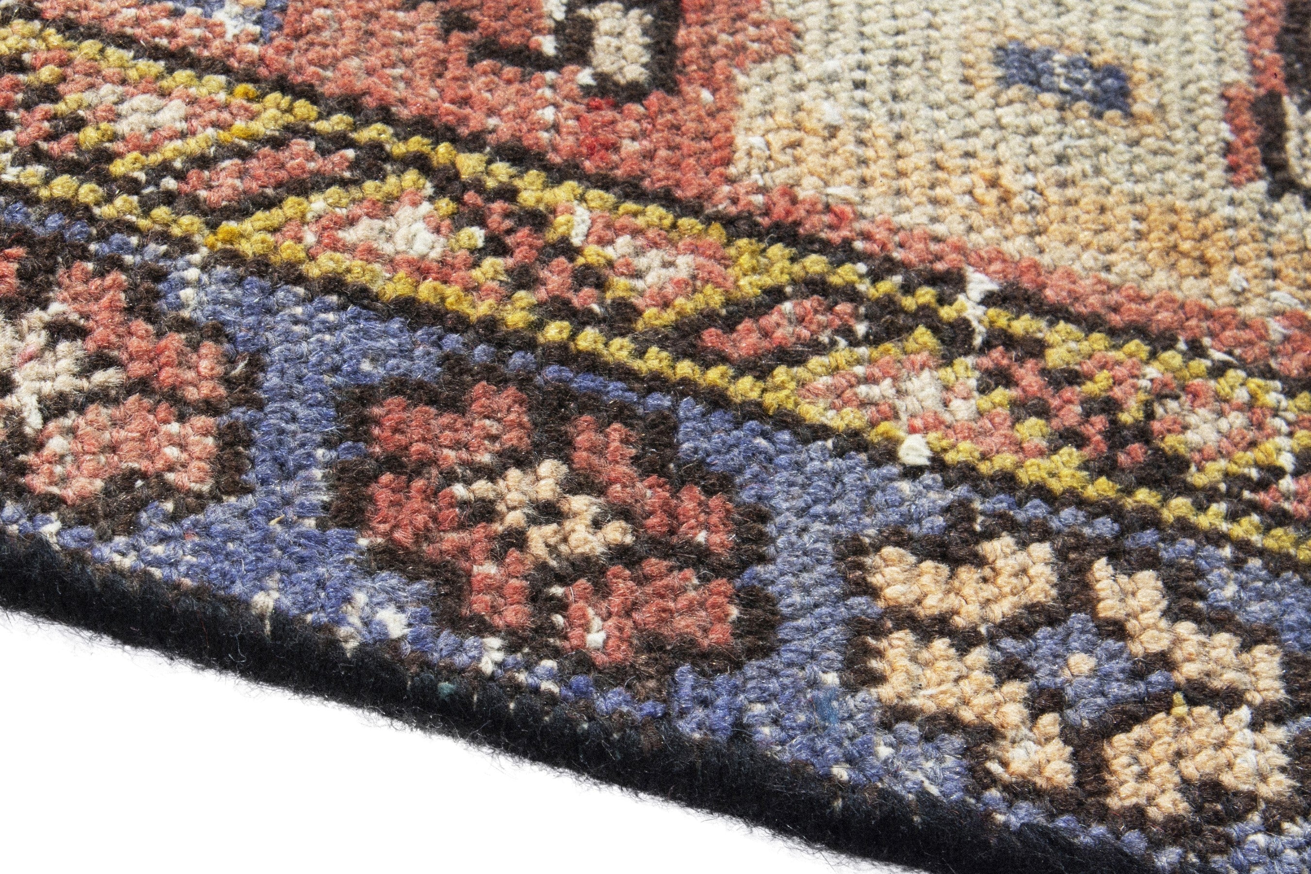 Persian Azerbaijan runner rug in faded red and slate blue, view 8 of 18