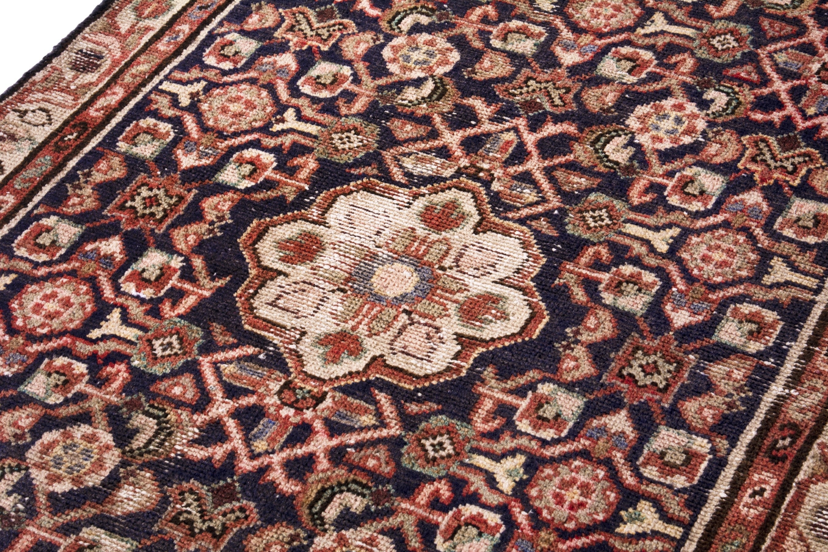Persian Mahal runner rug in burgundy and rust, view 10 of 19