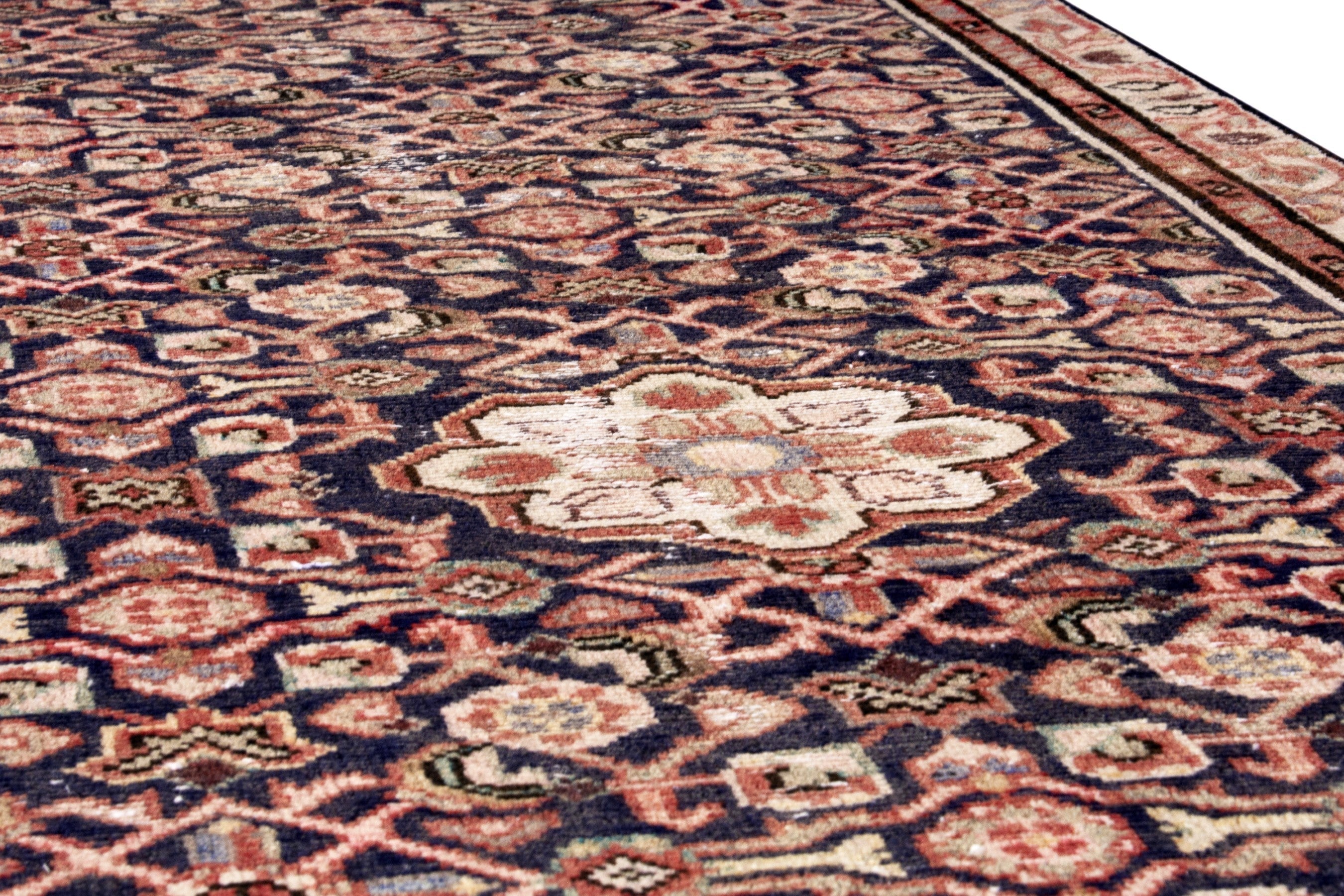 Persian Mahal runner rug in burgundy and rust, view 11 of 19