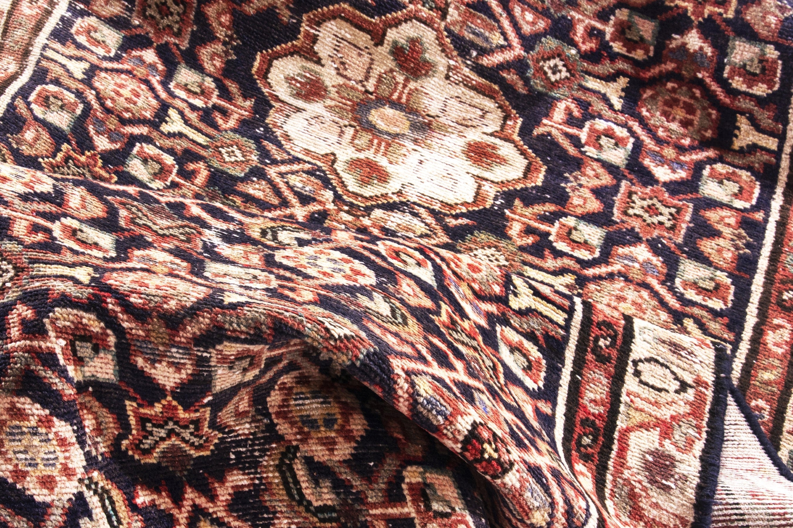 Persian Mahal runner rug in burgundy and rust, view 18 of 19