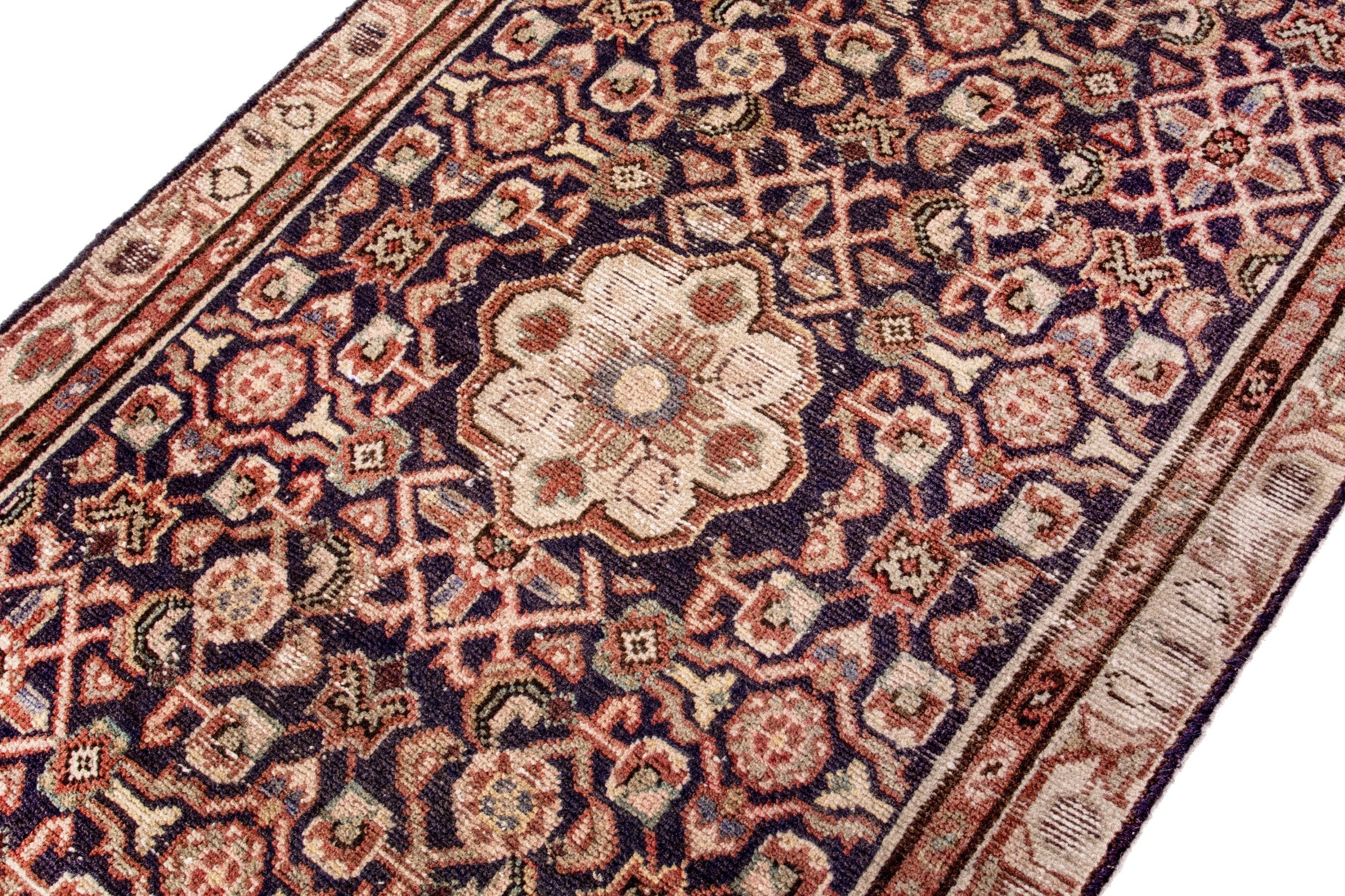 Persian Mahal runner rug in burgundy and rust, view 6 of 19