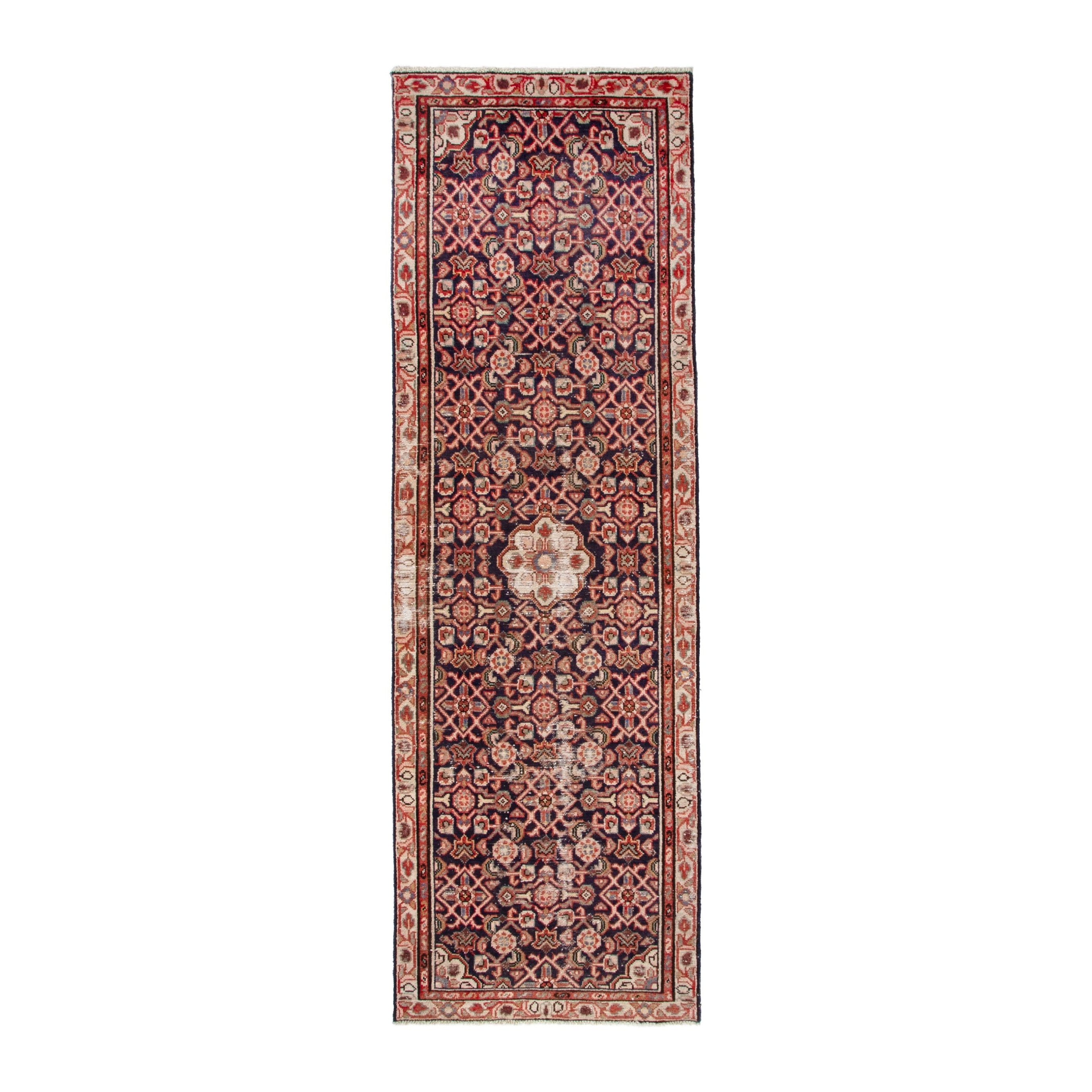 Persian Mahal runner rug in burgundy and rust, 3'2" x 9'10"