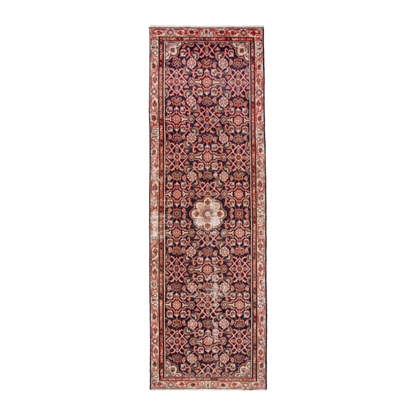 Persian Mahal runner rug in burgundy and rust, 3'2" x 9'10"