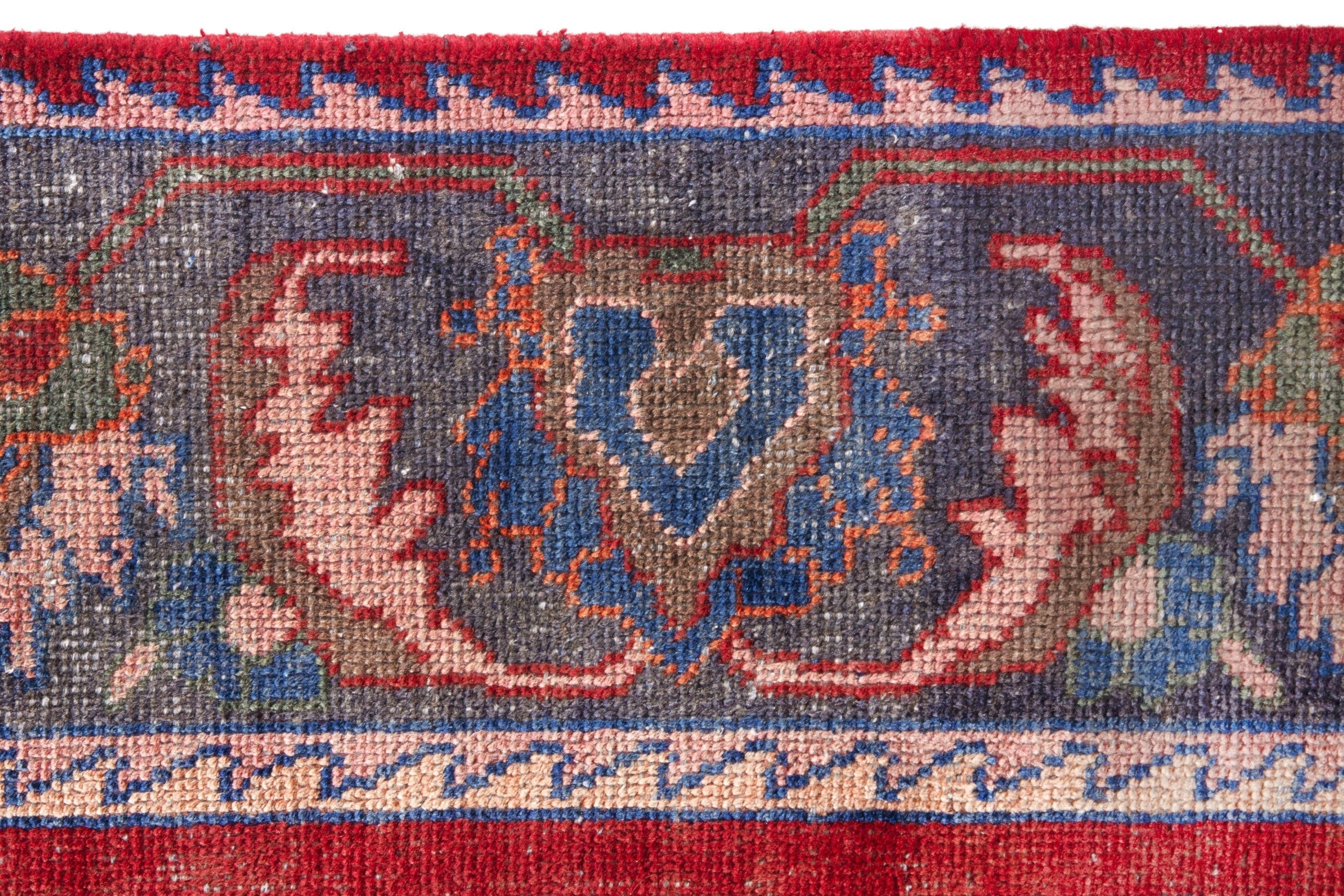 Persian Hamedan runner rug in deep red and rust, view 10 of 19