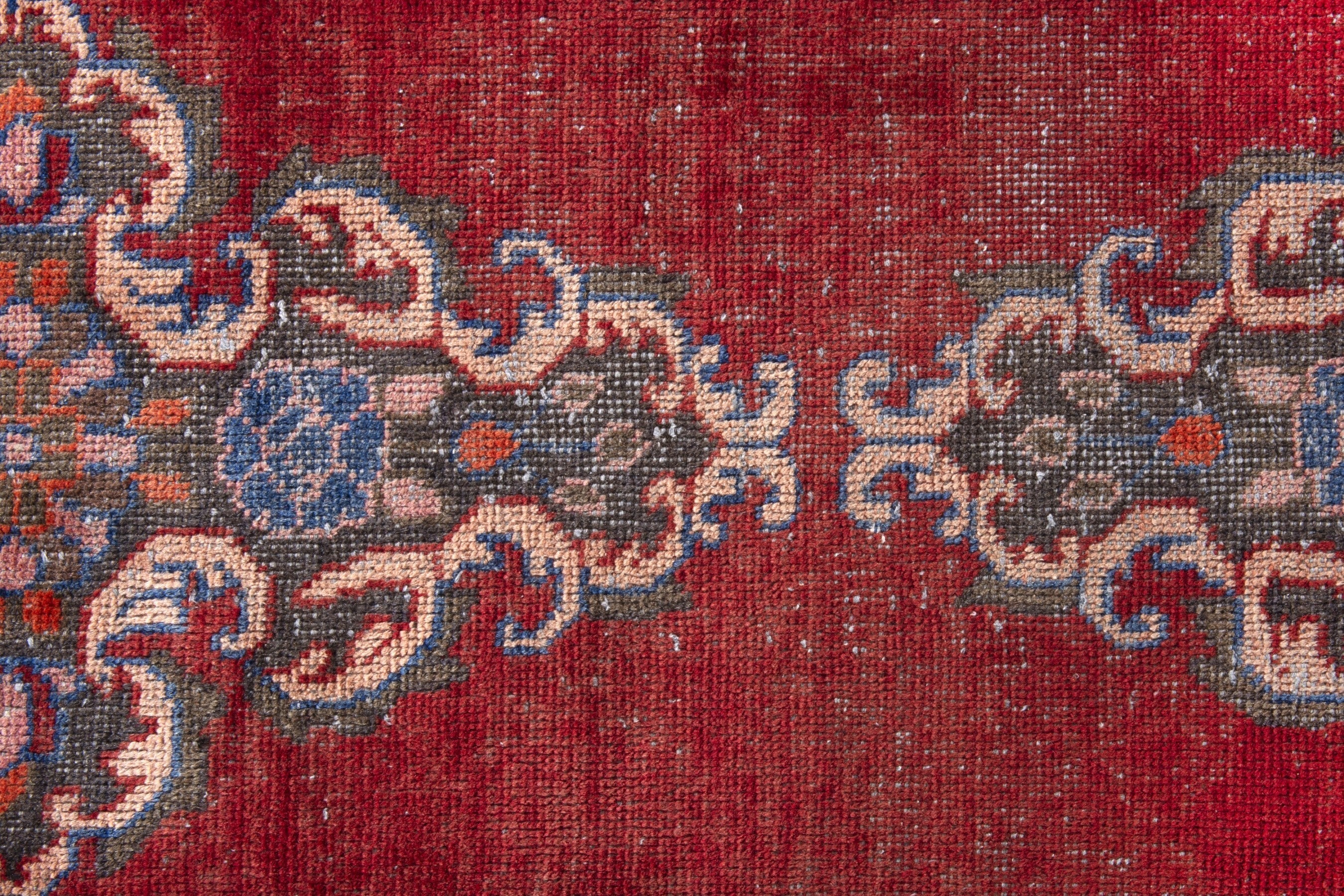 Persian Hamedan runner rug in deep red and rust, view 14 of 19
