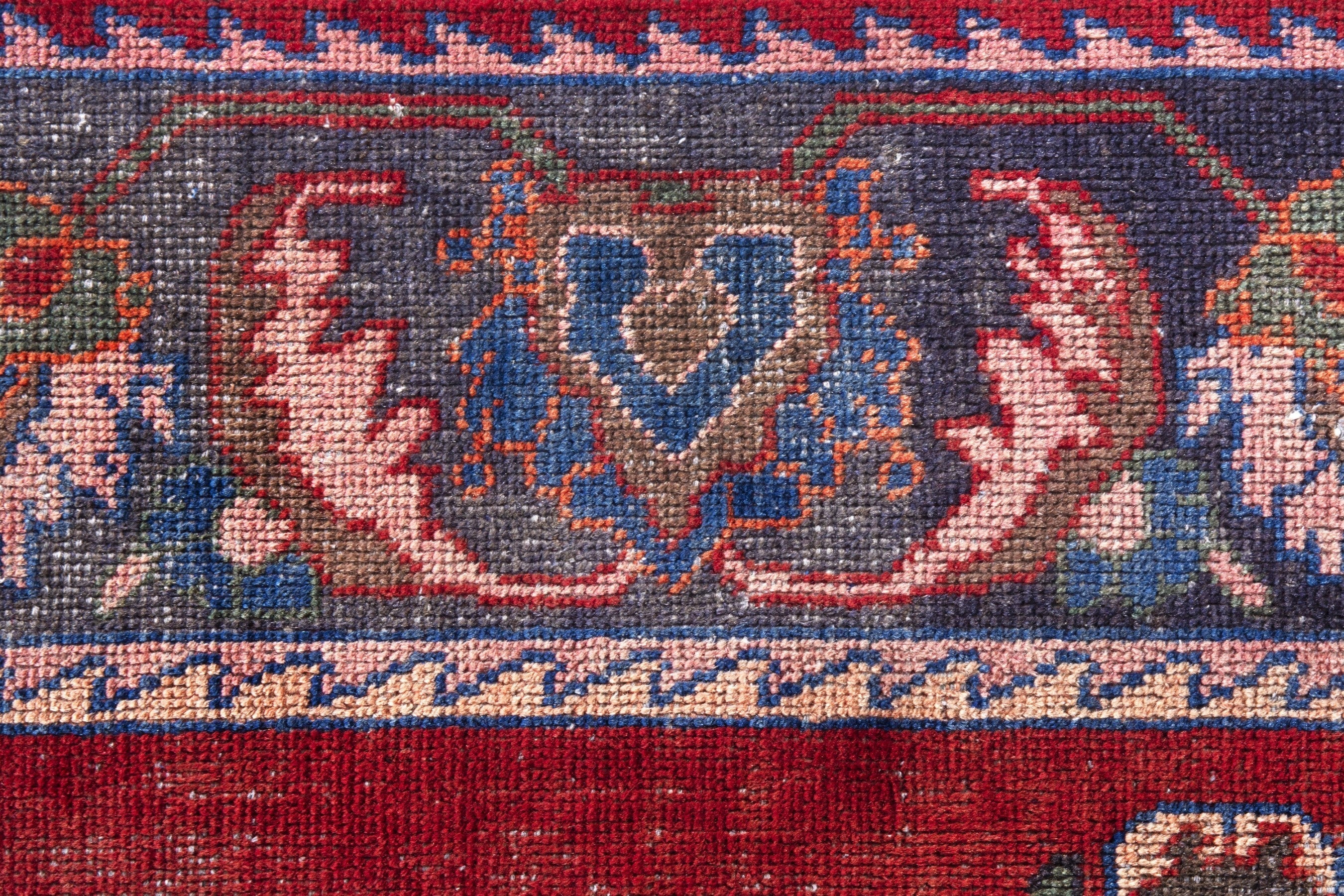 Persian Hamedan runner rug in deep red and rust, view 15 of 19