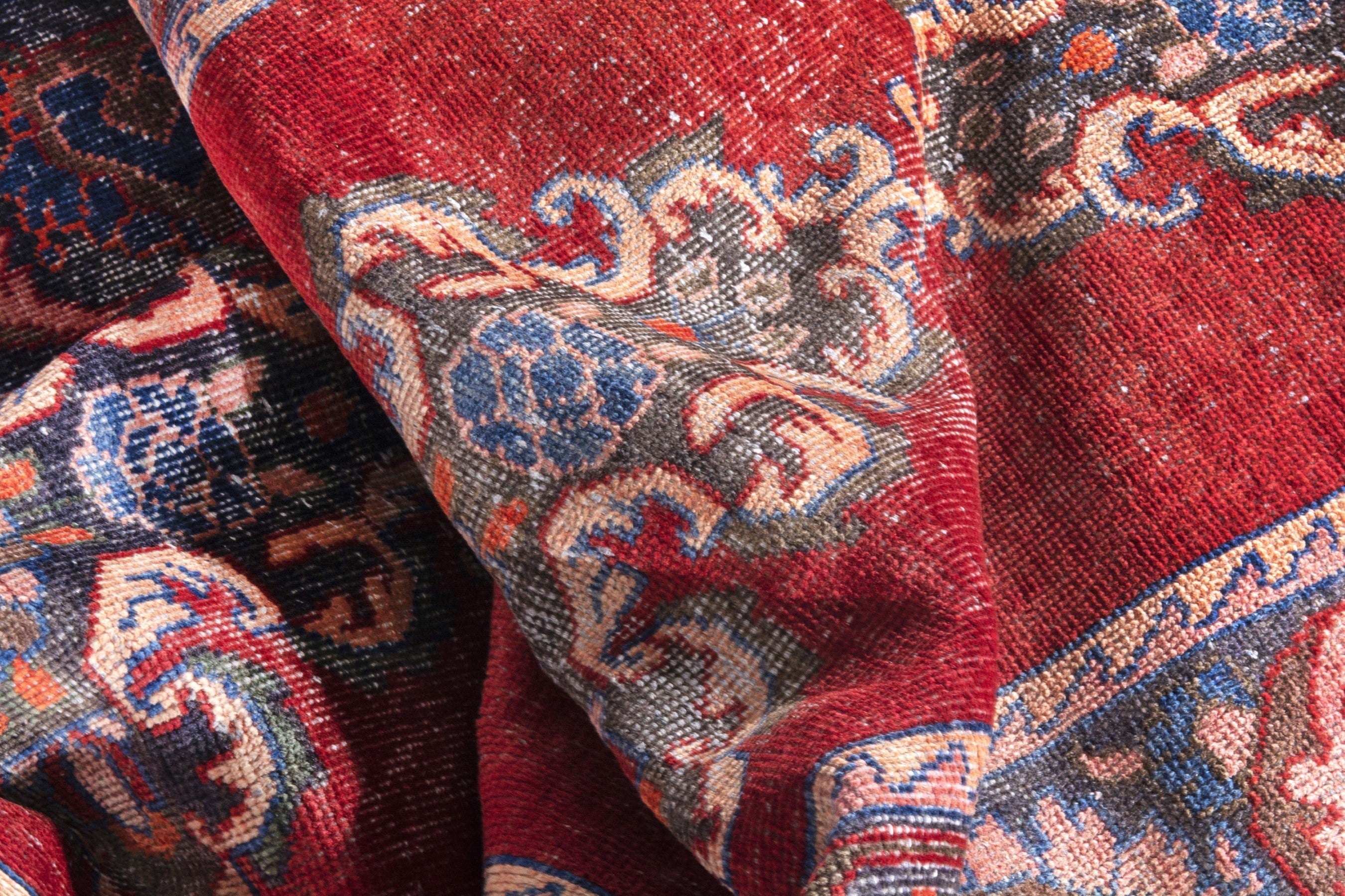 Persian Hamedan runner rug in deep red and rust, view 17 of 19