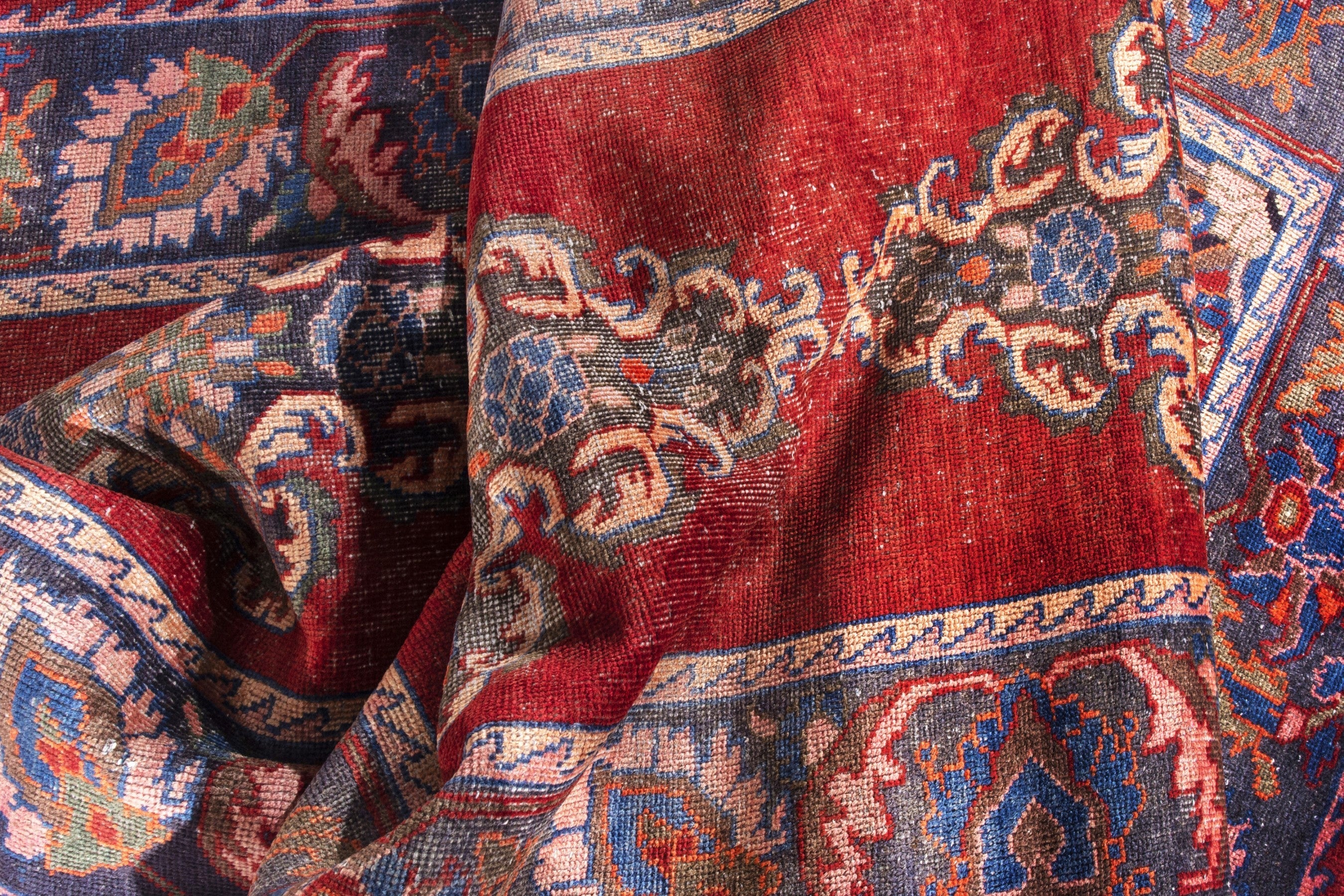 Persian Hamedan runner rug in deep red and rust, view 18 of 19