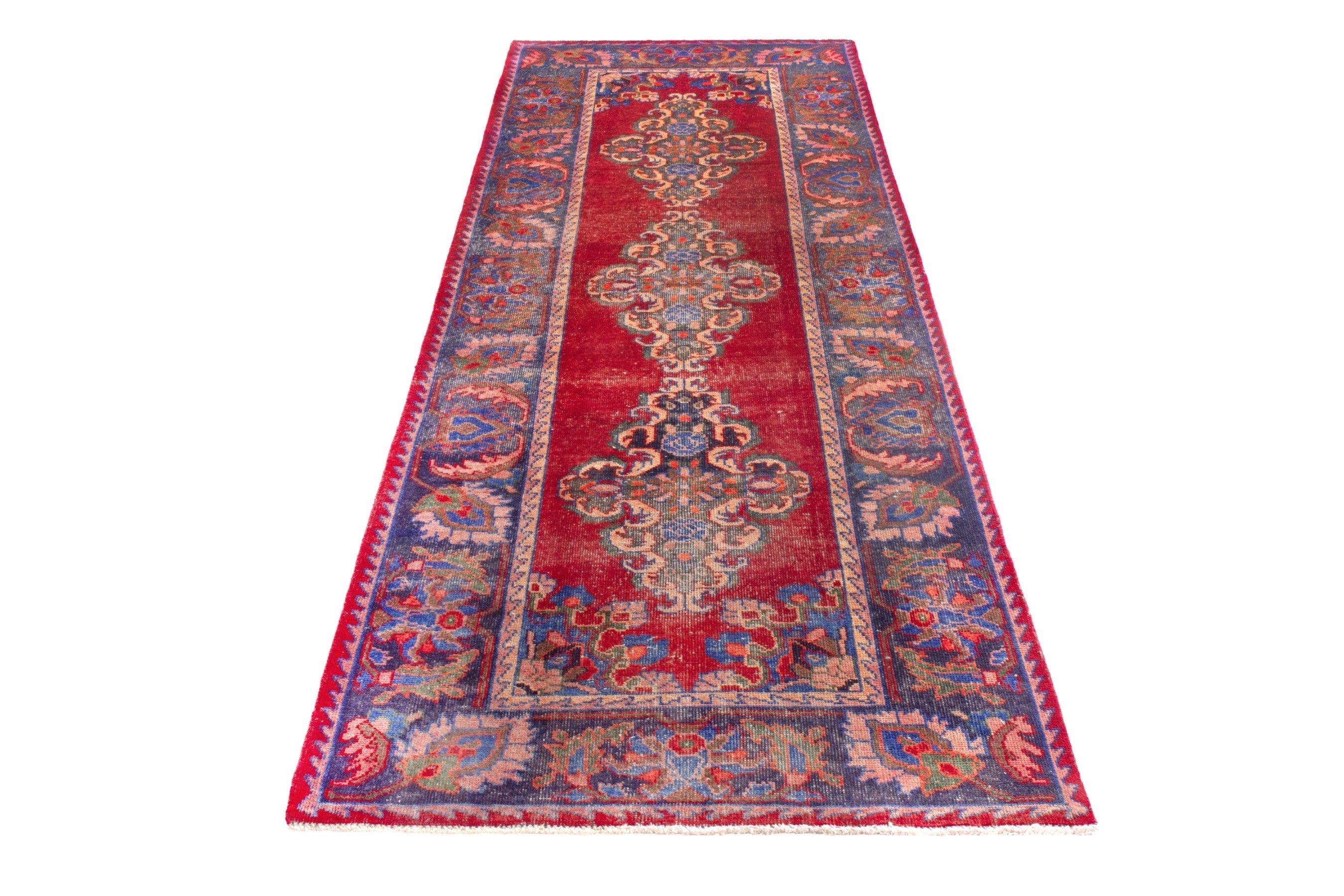 Persian Hamedan runner rug in deep red and rust, view 3 of 19
