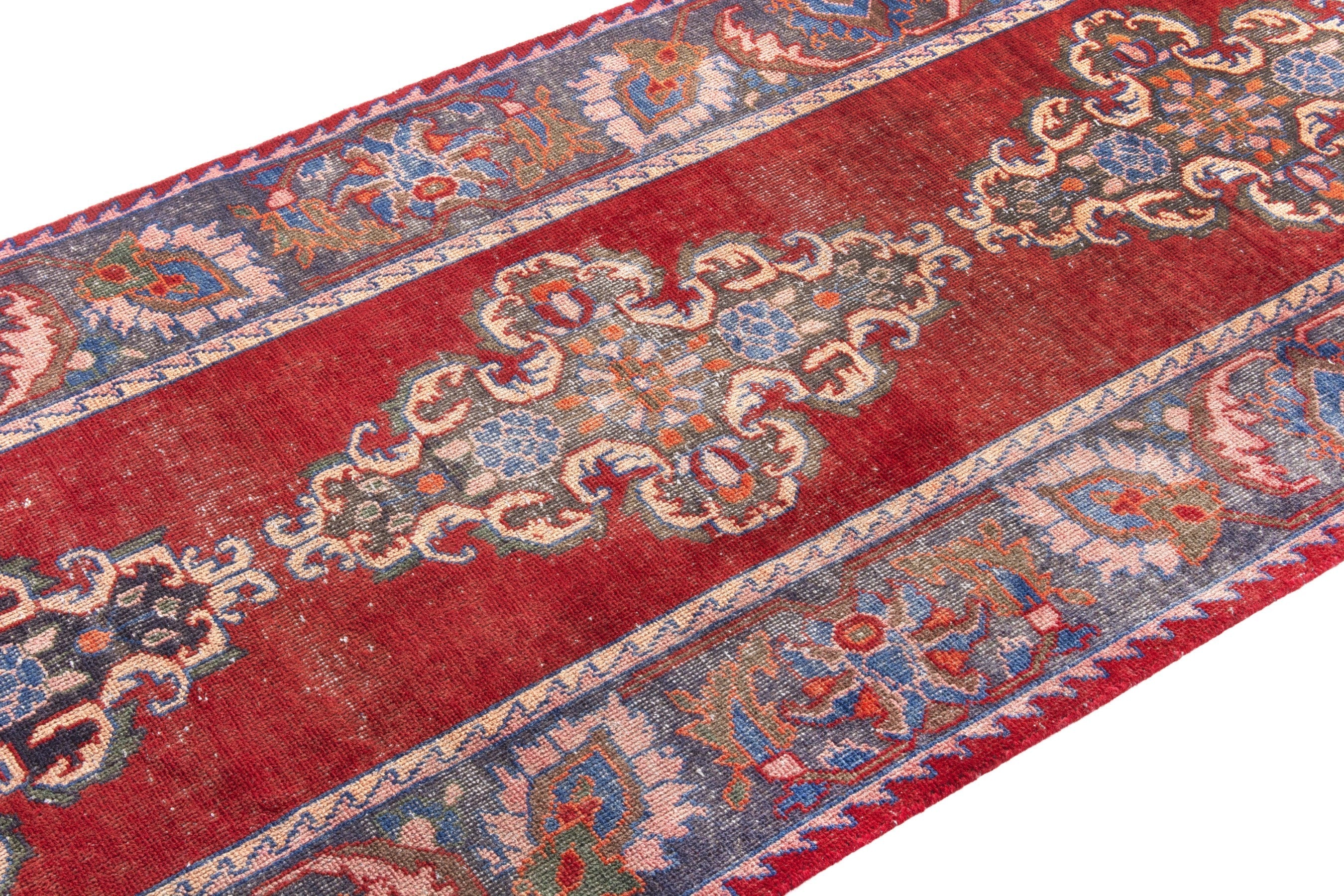 Persian Hamedan runner rug in deep red and rust, view 6 of 19